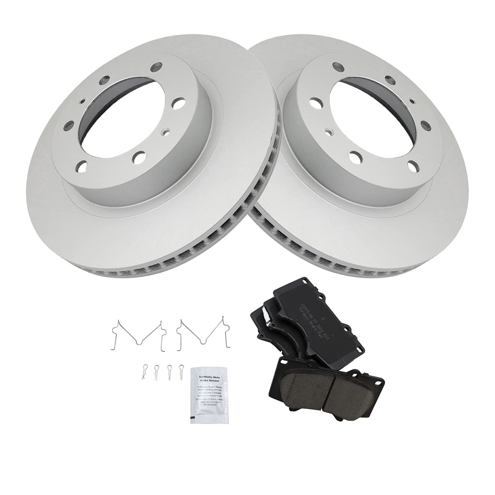 Trq Front Brake Pad & Rotor Kit Brake Pads Brake Rotor Ceramic Vented Premium G-Coated Compatible With 2003-2009 Toyota 4Runner