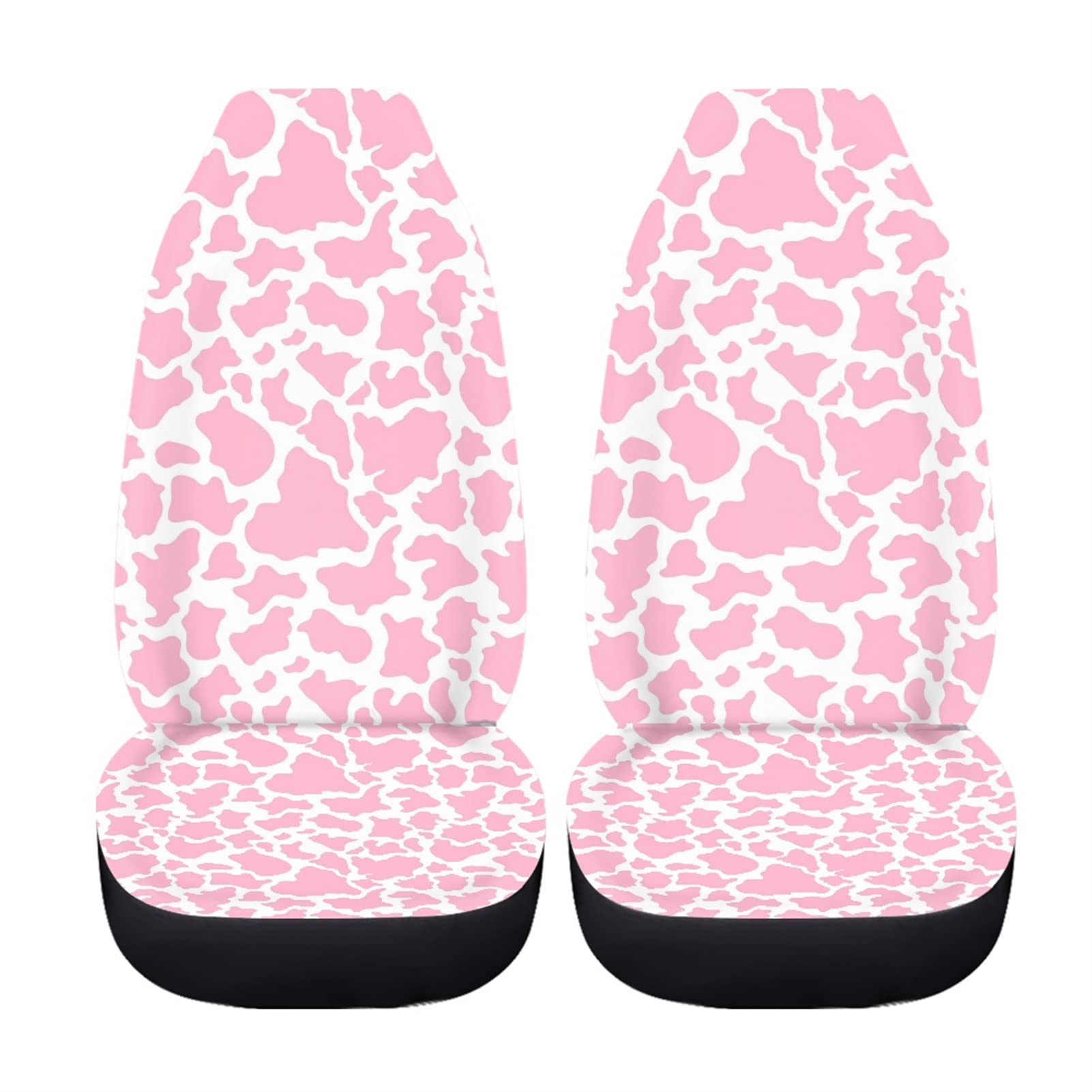 Dreaweet Pink Cow Animal Print Car Seat Cover 2 Pcs Car Accessories for Women Ladies Soft Car Seat Cushion Durable Auto Front Bu