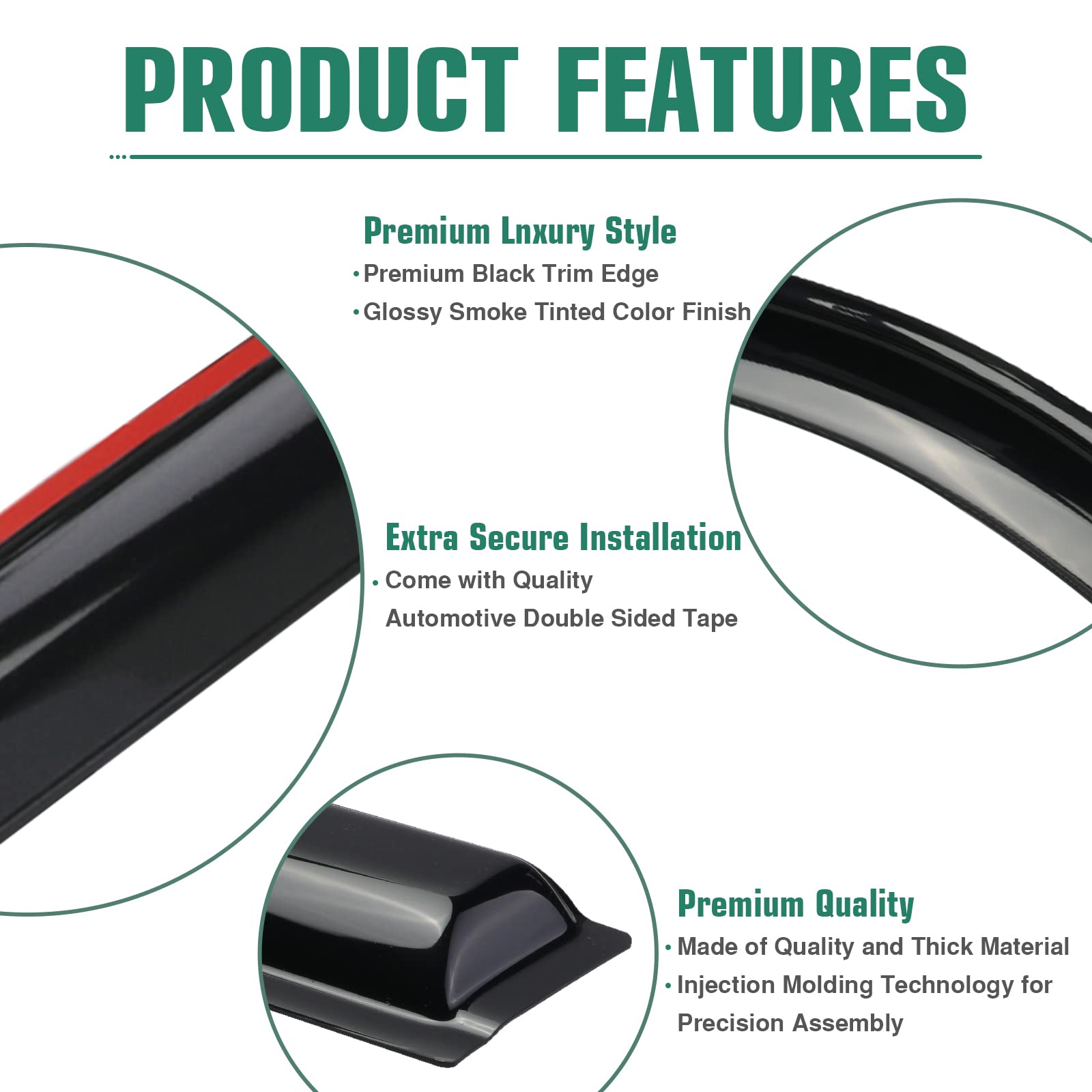 Saoknce 4 Pieces Tape-On Extra Durable Rain Guards Fit For 2020-2023 Nissan Versa,Window Deflectors,Window Visors (Smoke Black)