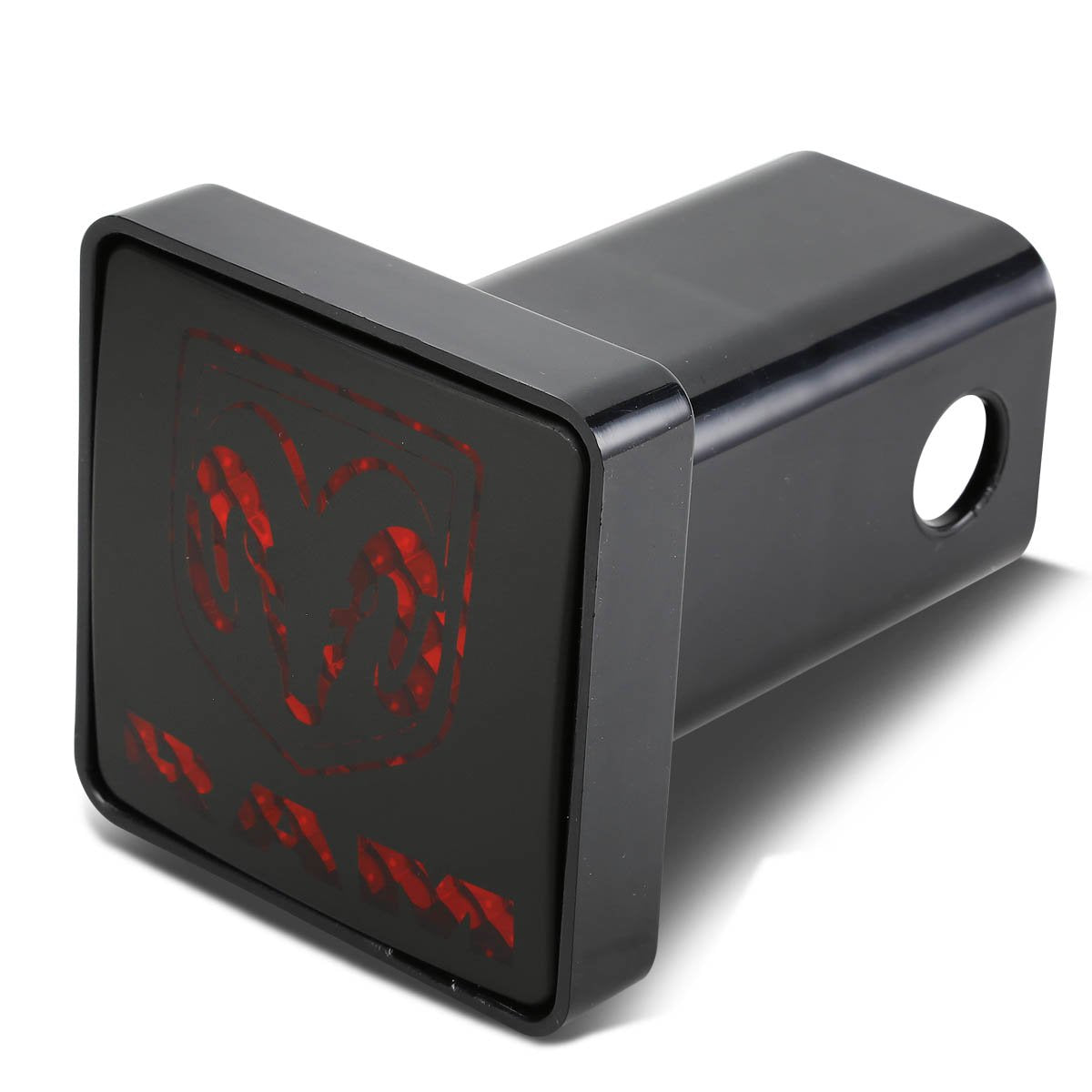 Bully CR-007D Black Finish ABS Plastic Universal Fit Truck Dodge RAM Logo LED Brake Light Hitch Cover Fits 2 Hitch Receivers for