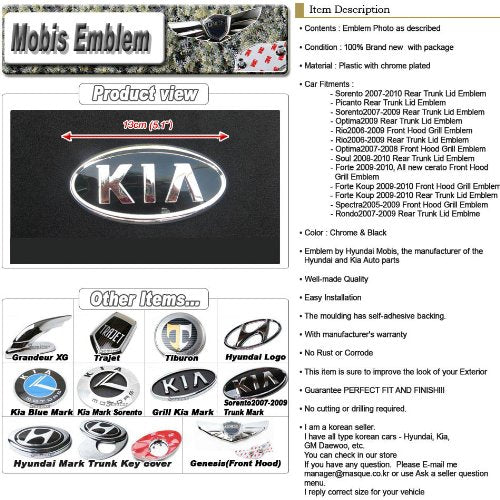 Kia Motors Front Grill KIA Logo Emblem