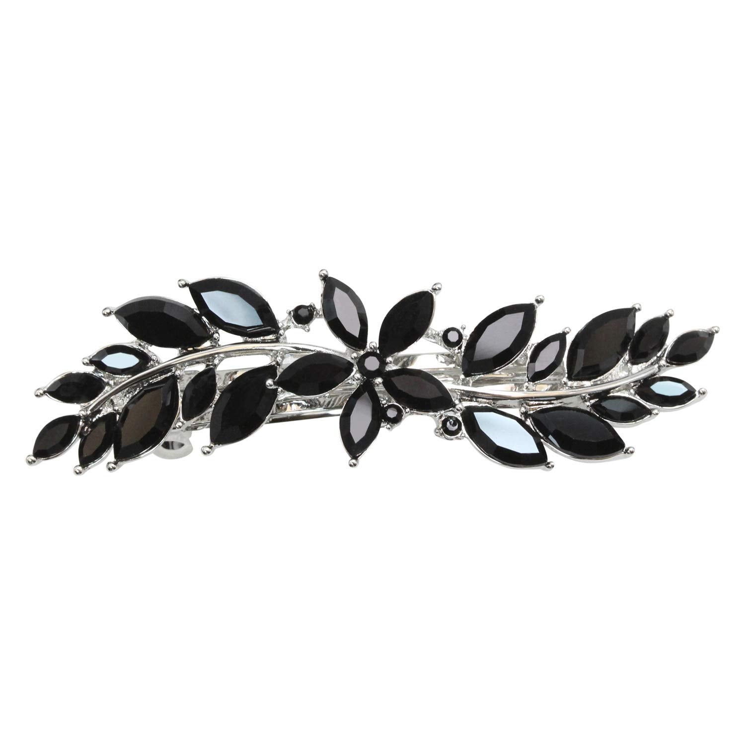 Faship Gorgeous Black Rhinestone Crystal Small Flower Hair Barrette Clip-New