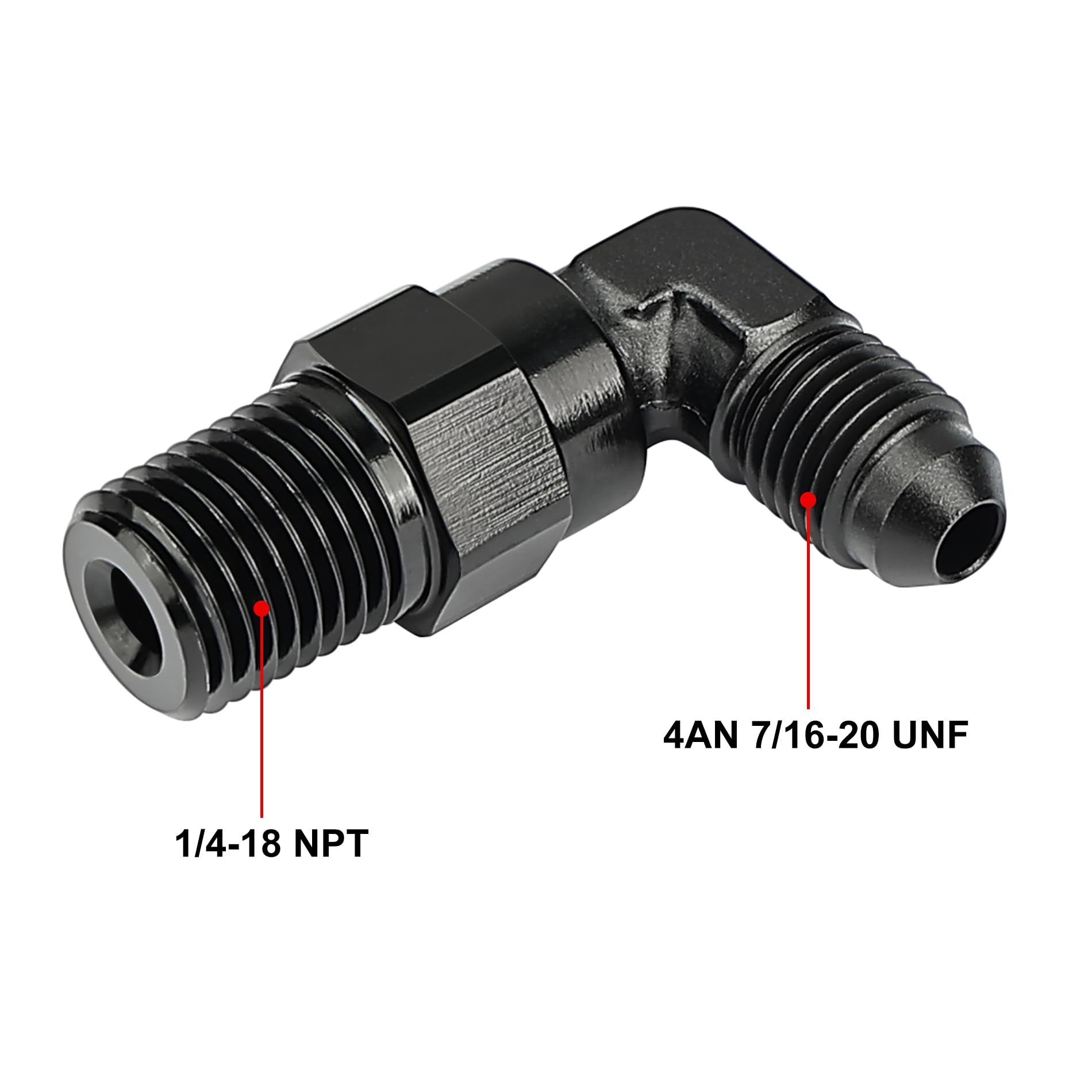 Evil Energy 4An Male Flare To 1/4 '' Npt 90 Degree Swivel Fitting Adapter Aluminum Black