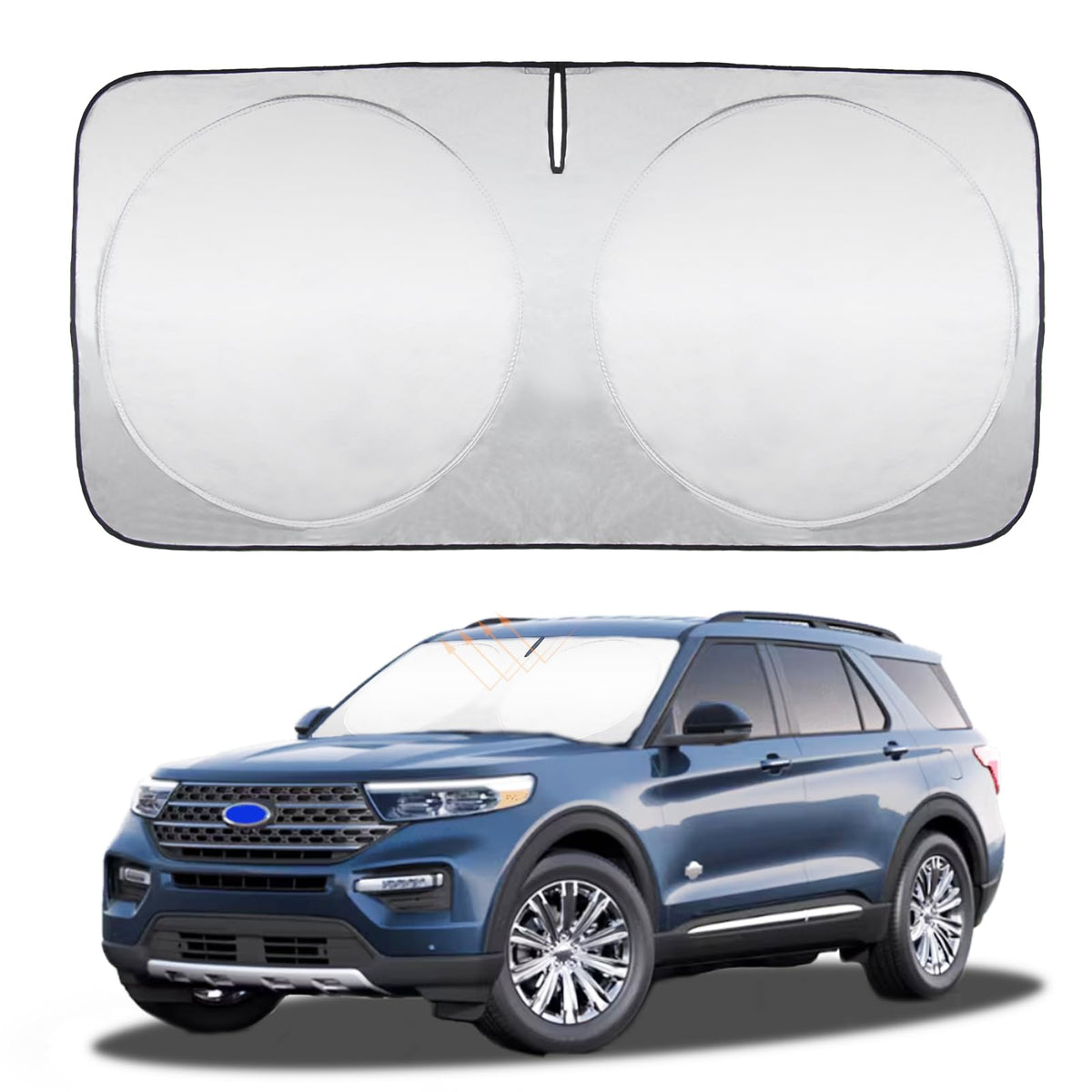 For 2024 Explorer Windshield Sun Shade Folding Sunshade For 2020-2023 Ford Explorer Suv Windshield Cover Custom-Fit 240T Sun Pro