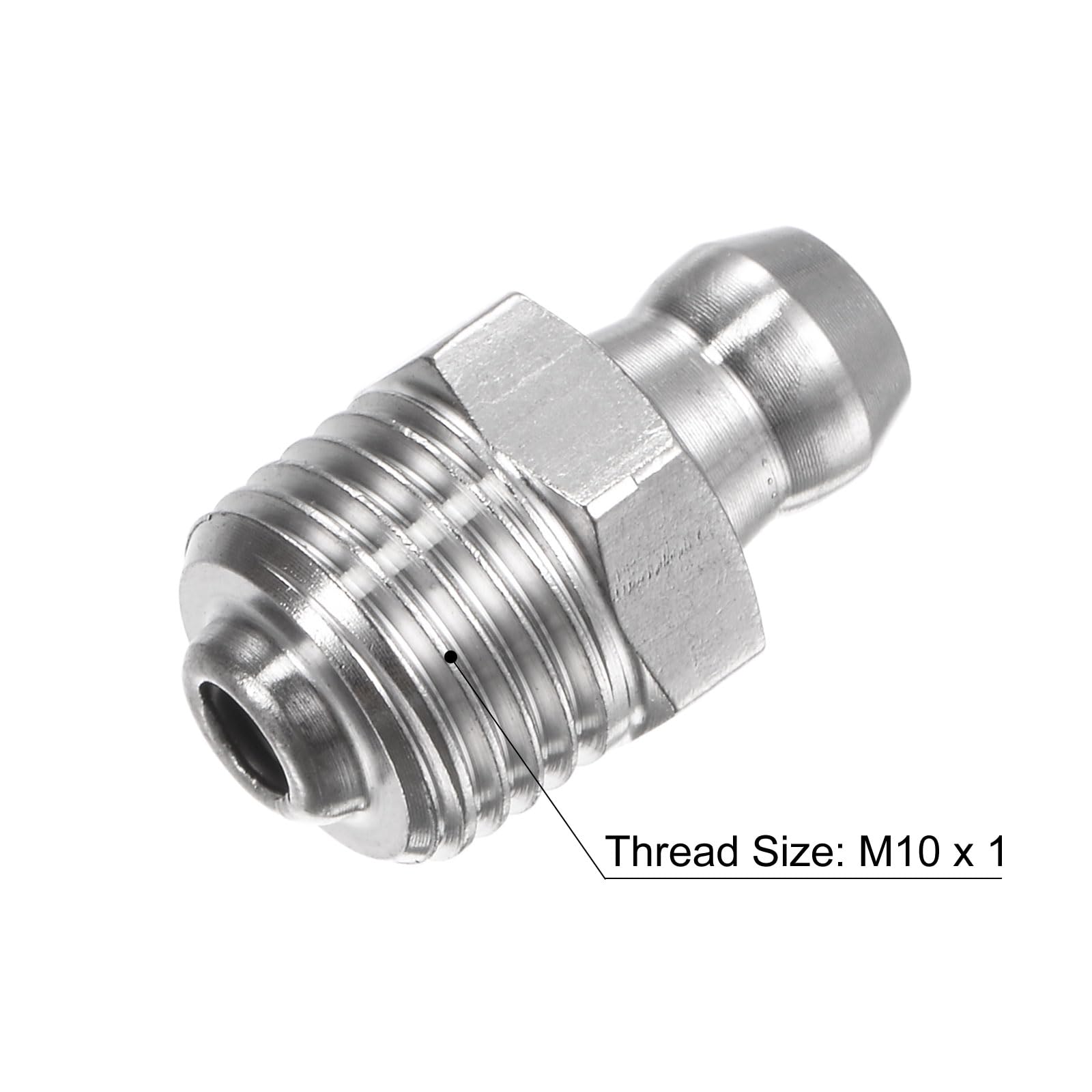 uxcell 304 Stainless Steel Straight Grease Fitting M10 x 1mm Thread Hydraulic Grease Fitting Accessories, 30Pcs
