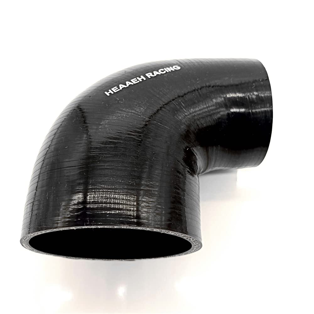 Heaaeh Racing 90 Degree Id 3.5 Inch To 4.0 Inch 4Ply Reducer Silicone Hose Black (89-102Mm)