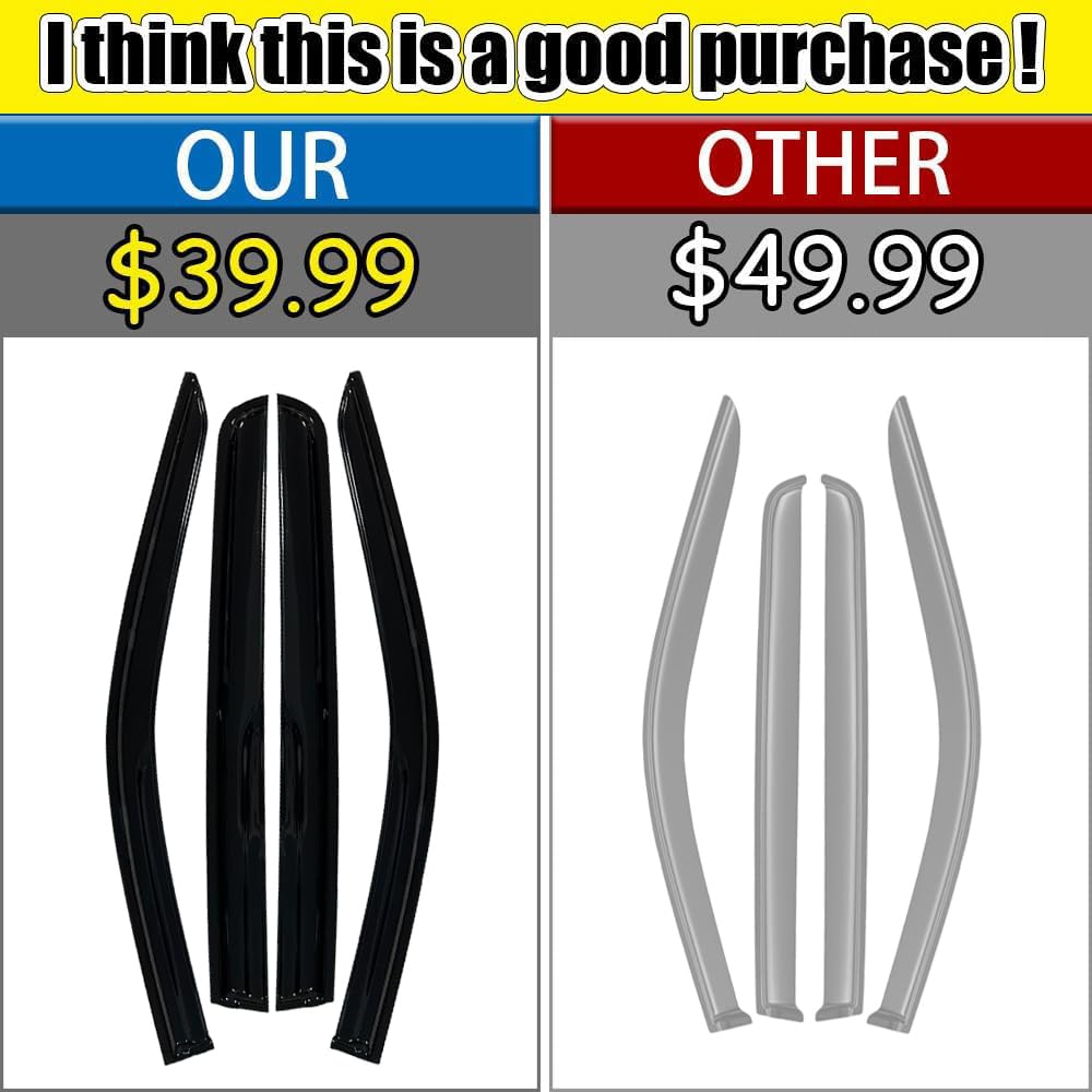 Tape-on Rain Guards for 2019-2024 Chevy Silverado/GMC Sierra 1500 Crew Cab, for 2019-2024 Silverado/Sierra 1500 Crew Cab Accesso