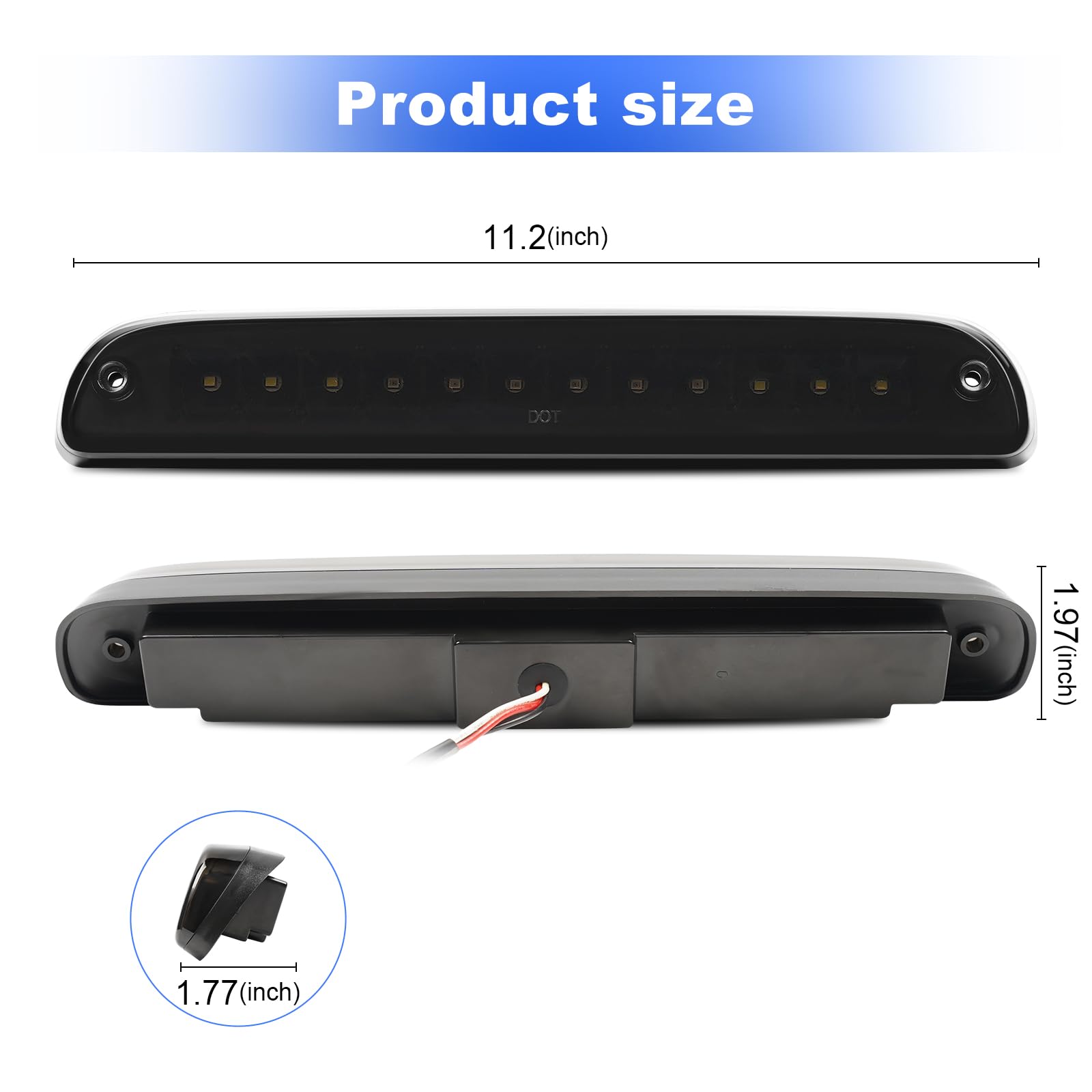 Led 3Rd Third Brake Light Compatible With 1999-2016 Ford F250 F350 F450 F550 Super Duty Ranger, Tail High Mount Stop Light Rear