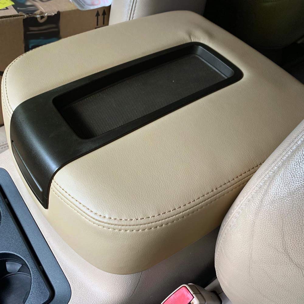Allgood Armrest Center Console Lid Cover Compatible With Chevy Tahoe Suburban 2007-2013 Leather Beige