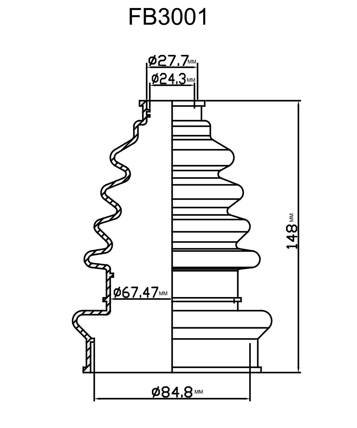 Flexx Boot Fb3001 Large Shaft Universal Cv Boot