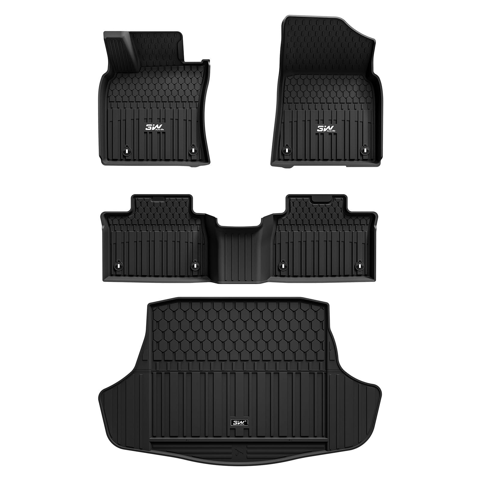 3W Floor Mats & Cargo Liner For Toyota Camry 2025 Tpe All Weather Custom Fit 2025 Camry(Include Hybrid/Se/Xse/Le/Xle/Lev), 1St &