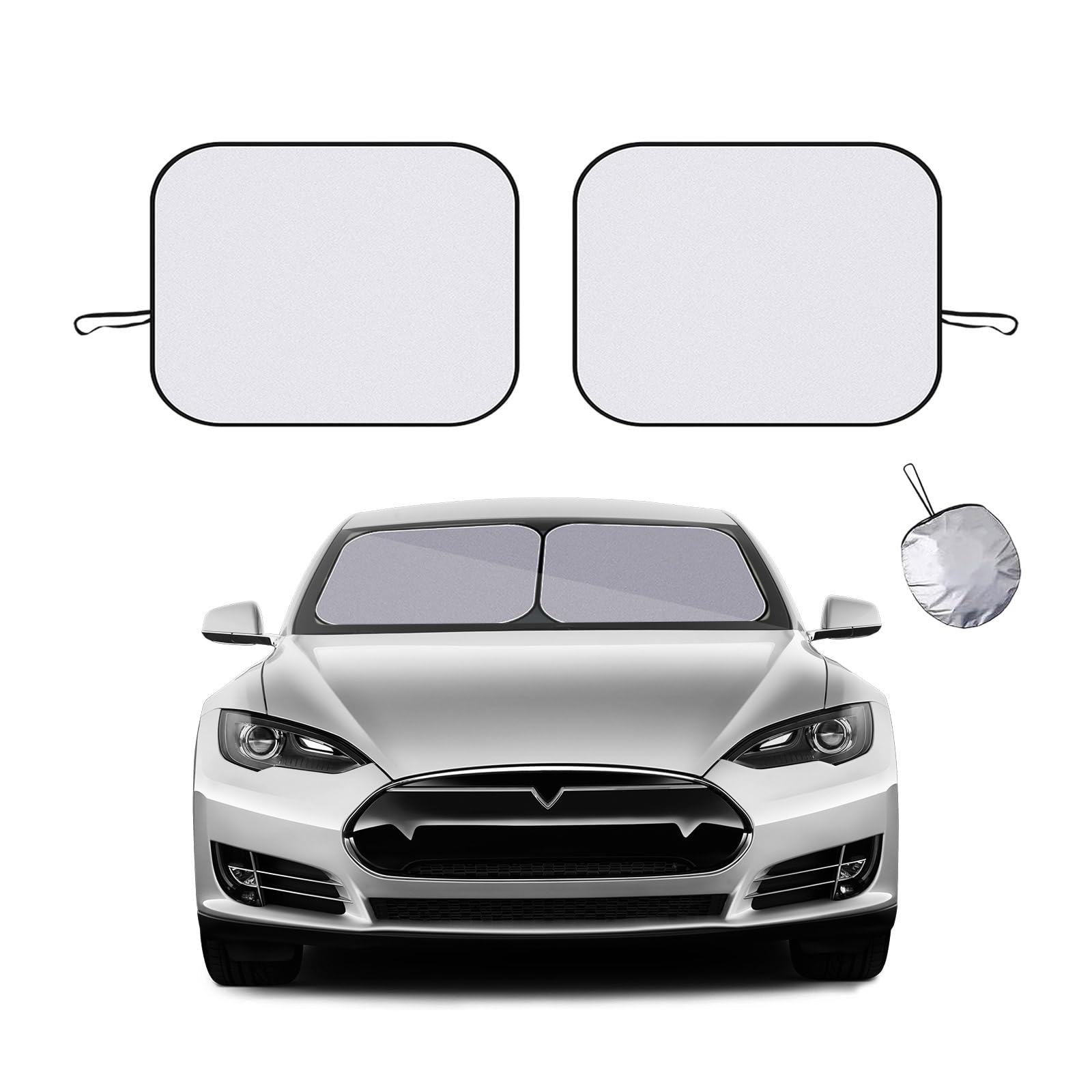 Ziciner 2 PCS Car Windshield Sun Shade, Auto Sun Heat and UV Rays Blocker, 24''  29'' Foldable Automotive Front Window Sunshade 