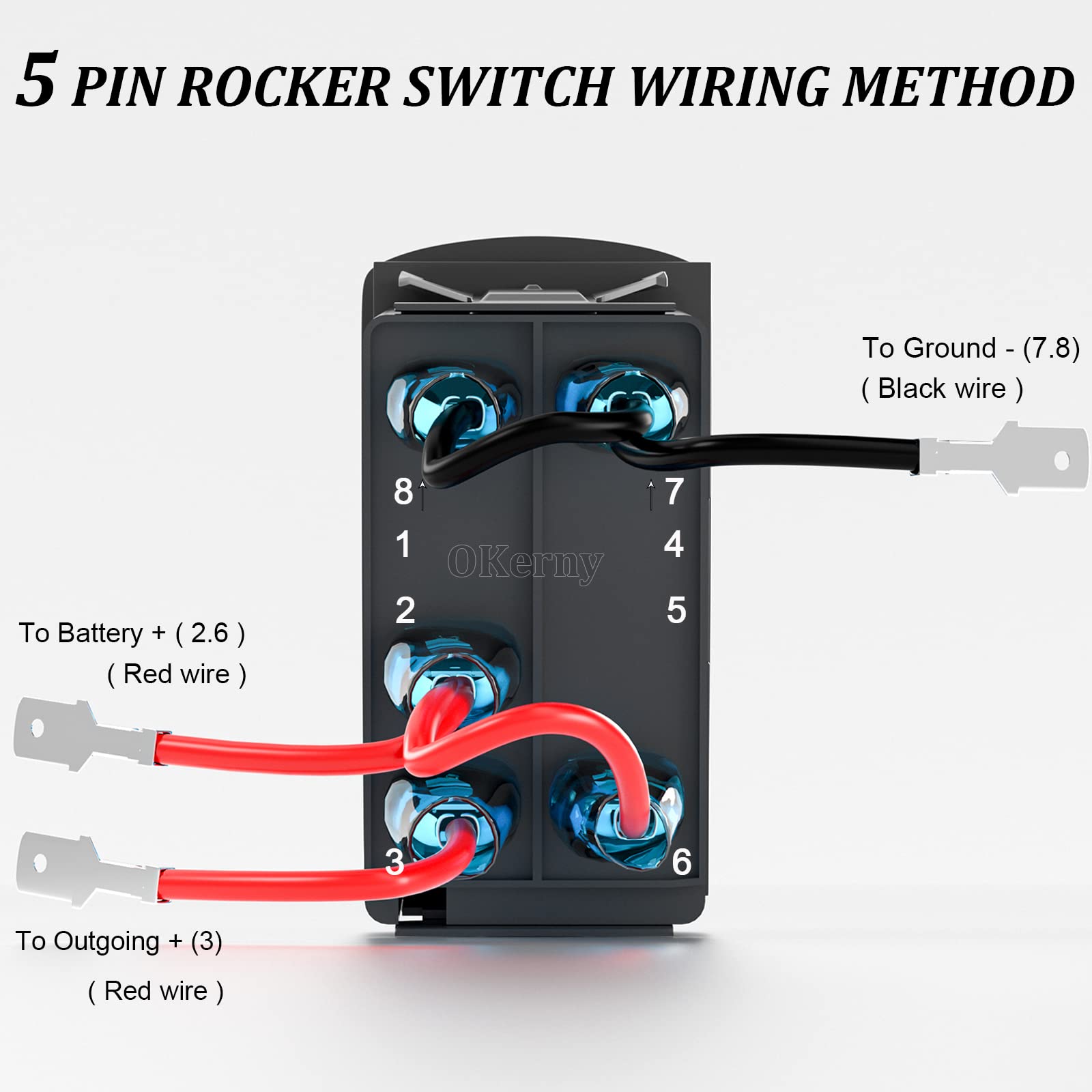 Okerny Rocker Switch Sasquatch Lights,Laser Etched Toggle Switch ON/Off SPST 5Pin 12V 24V Switch Jumper Wires for Cars Trucks Ca