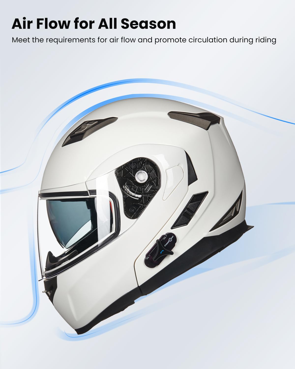 Ilm Bluetooth Integrated Modular Flip Up Full Face Motorcycle Helmet Sun Shield Mp3 Intercom Model 953Pro (Xl, White)