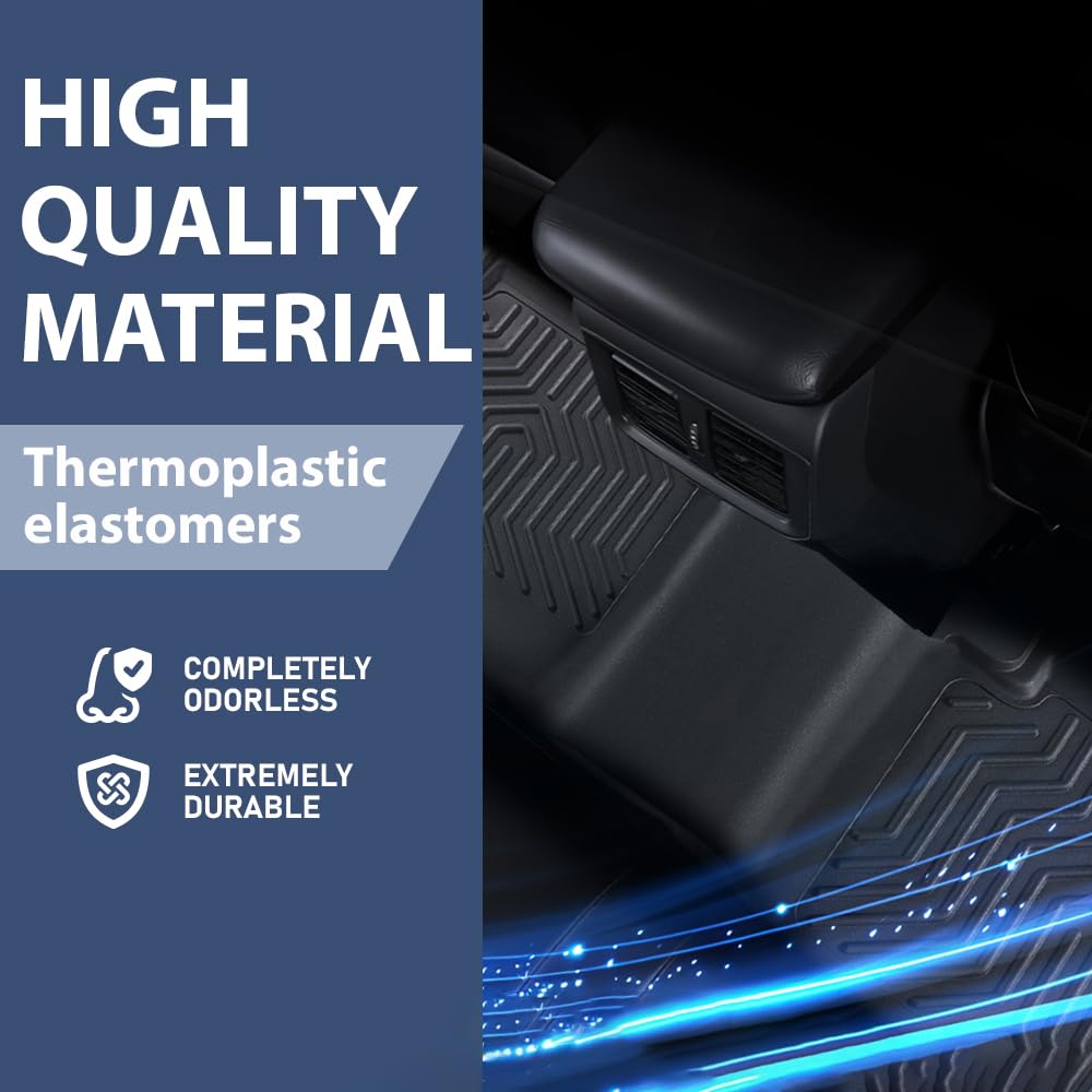 Pit66 Floor Mats Compatible With 2018-2024 Jeep Wrangler Jl Unlimited 4 Door Only (Heavy Duty) Tpe 3-Piece Premium, Black Liners