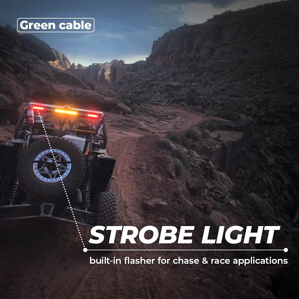 Kemimoto Utv Chase Led Tail Light, Chase Brake Light Bar With 5 Modes(Strobe, Courtesy, Reverse, Running, And Brake) Compatible With Polaris Rzr Ranger Can-Am Maverick X3-1.75'' To 2' Roll Bar