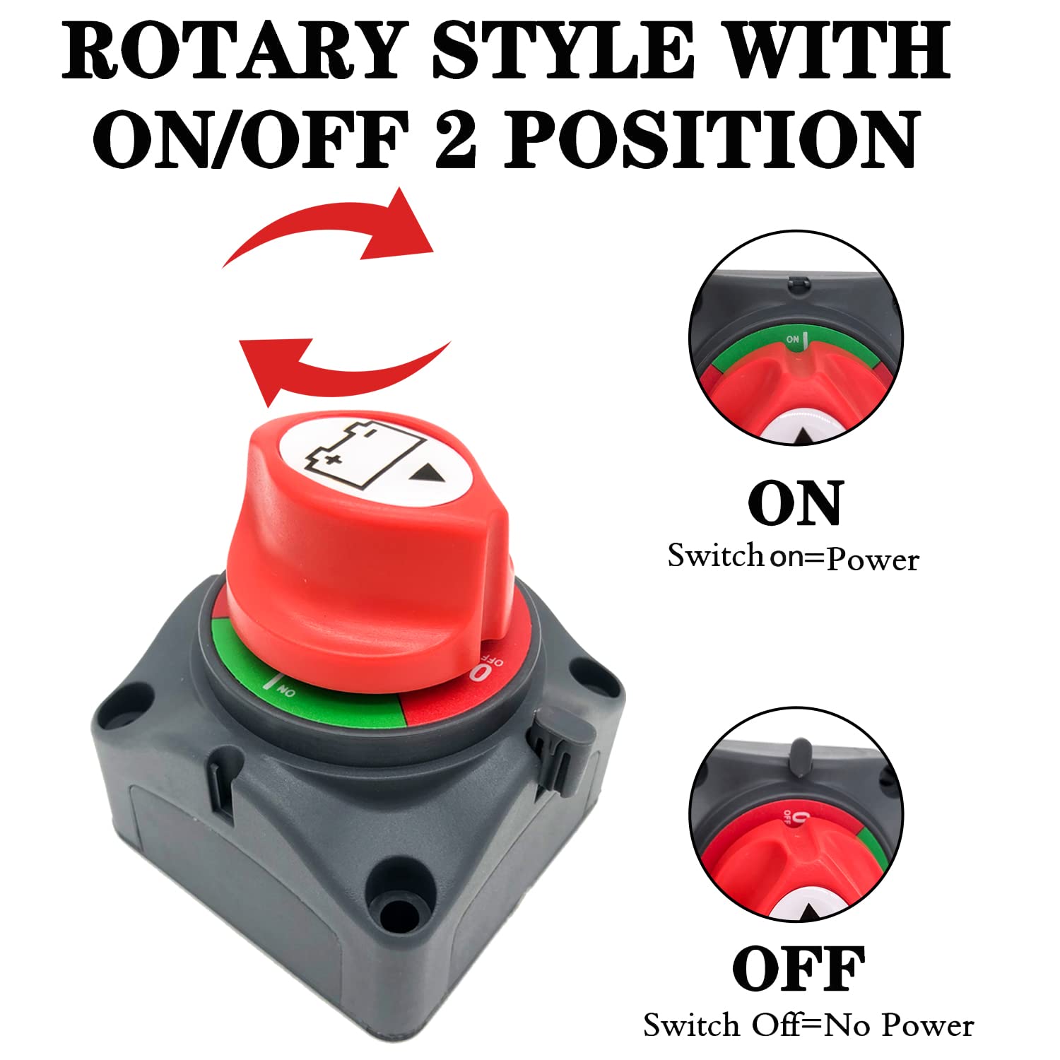 AWBLIN Battery Disconnect Switch 12V 24V 48V Master Isolator Cut Off Switch for Marine Boat Car Truck Camper RV Trailer Vehicles