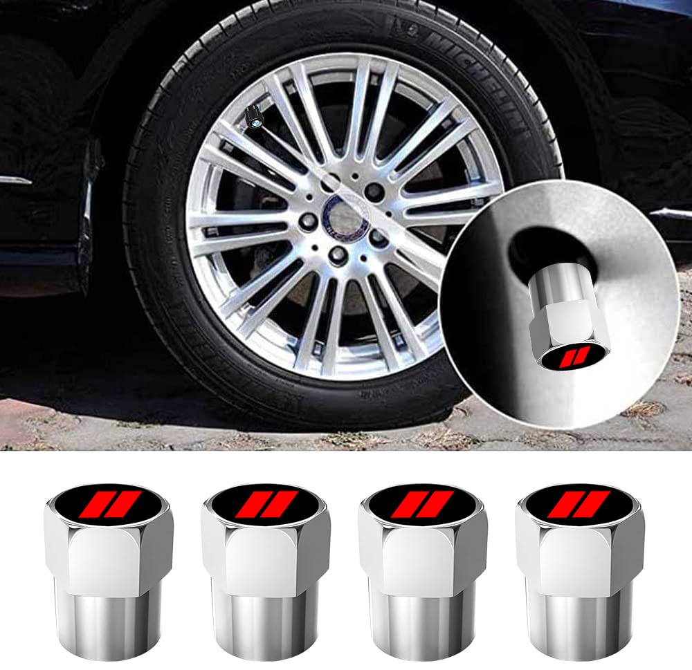 4Pcs Tire Valve Stem Caps Explosion Valve Cover Aluminum Alloy Compatible With Dodge Challenger Charger Durango Avenger Redwhite