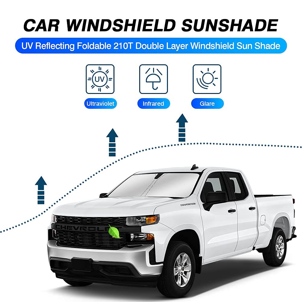 Kust Custom Fit Windshield Sun Shade For 2019-2024 2025 Chevrolet/Chevy Silverado 1500 Accessories, Regular Cab, Crew Cab, Doubl