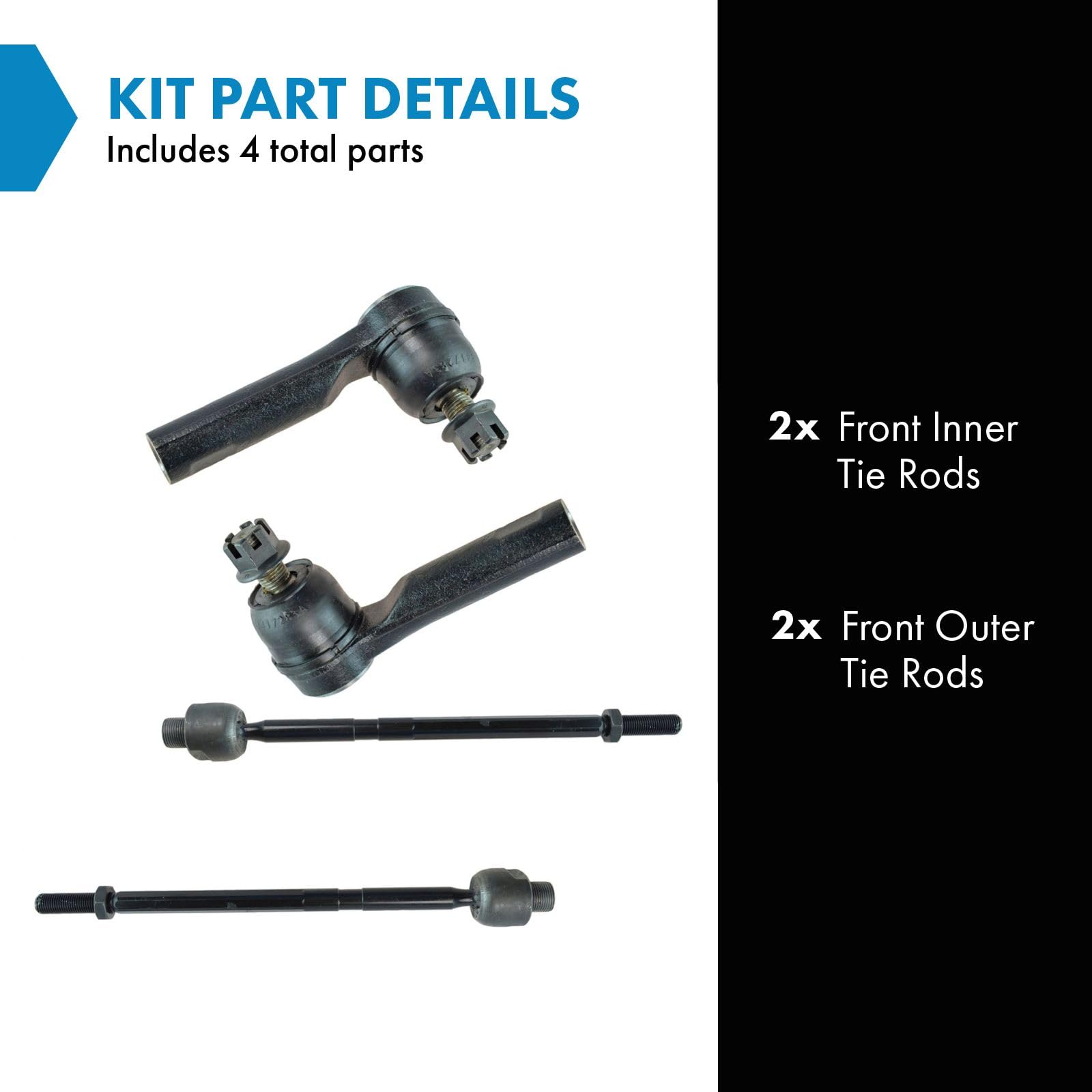 Trq Front Inner And Outer Tie Rod Set Compatible With 2007-2011 Honda Cr-V