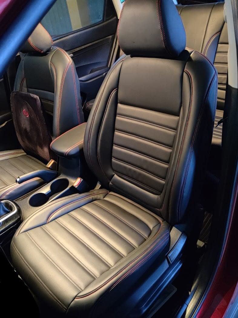 3D FRONTLINE PU Leather Best Fit BBblackRed Car Seat Cover Compatible with Toyota Etios