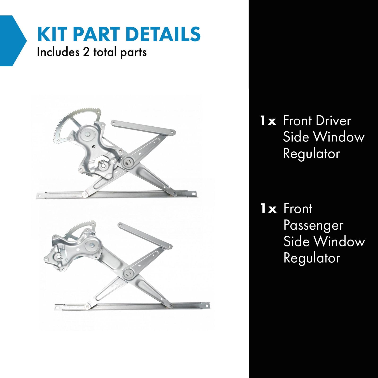 Trq Front Power Window Regulator Set Compatible With 2016-2021 Lexus Rx350 Rx450H 2012-2017 Toyota Camry