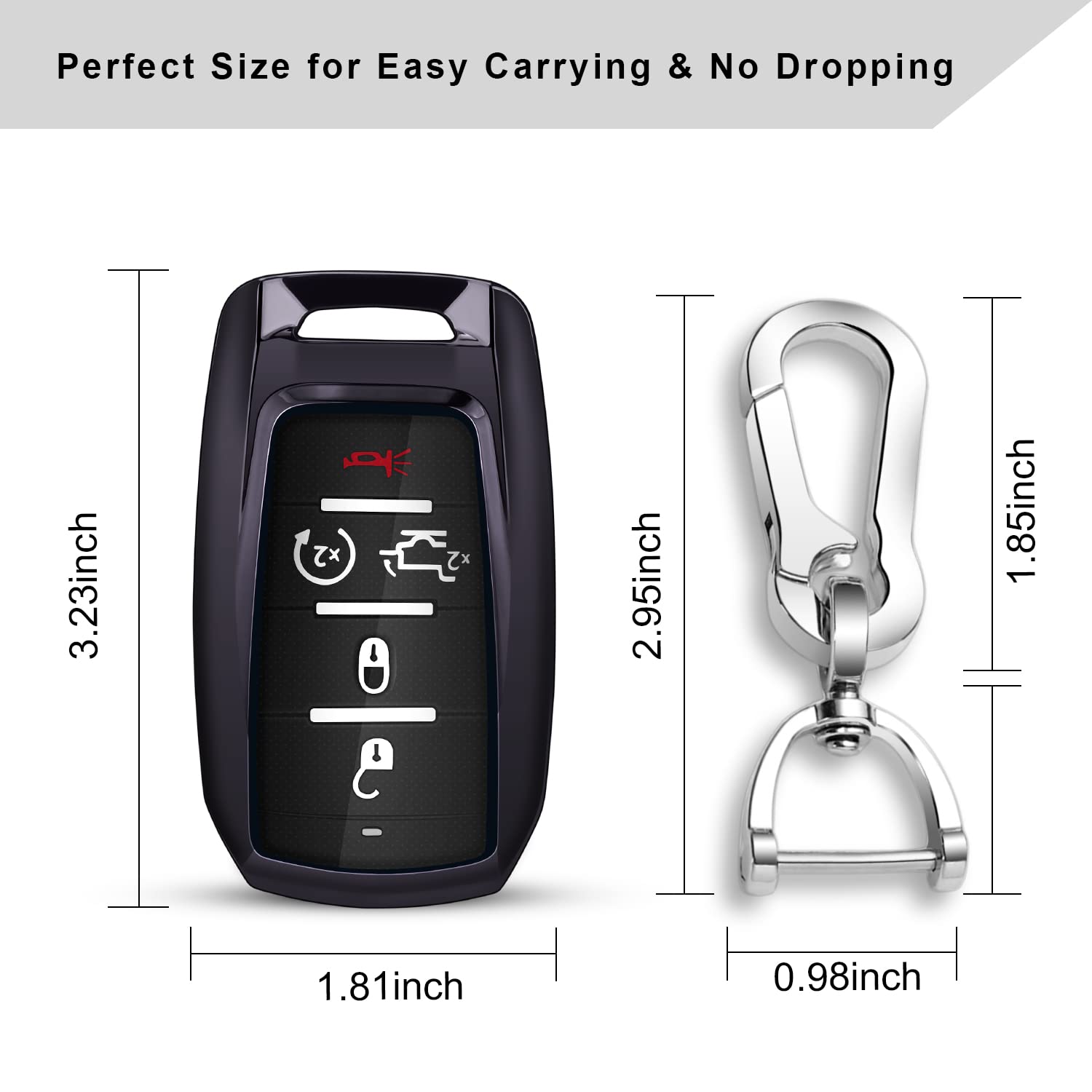 Qbuc For Ram Key Fob Cover With Keychain Clip Soft Tpu Key Case Compatible With 2019 2020 2021 2022 Dodge Ram 1500 2500 3500 4500 5500 Smart Remote Accessories (Purple)