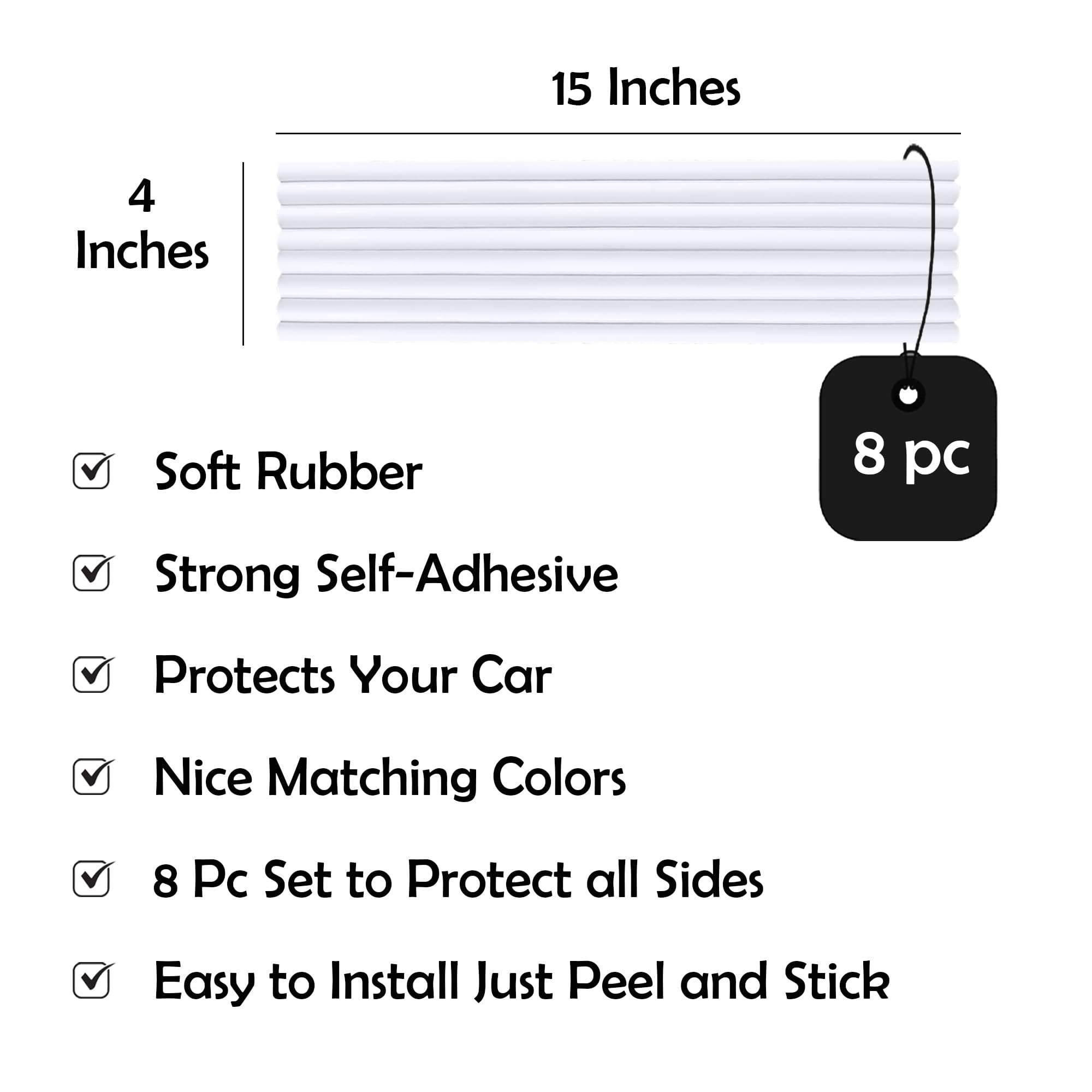 Rubber Bond Garage Wall Protectors 8 Pack - 4x15 Inches Strong Self-Adhesive Rubber Bumper Protectors for Garage Walls - Anti-Sc