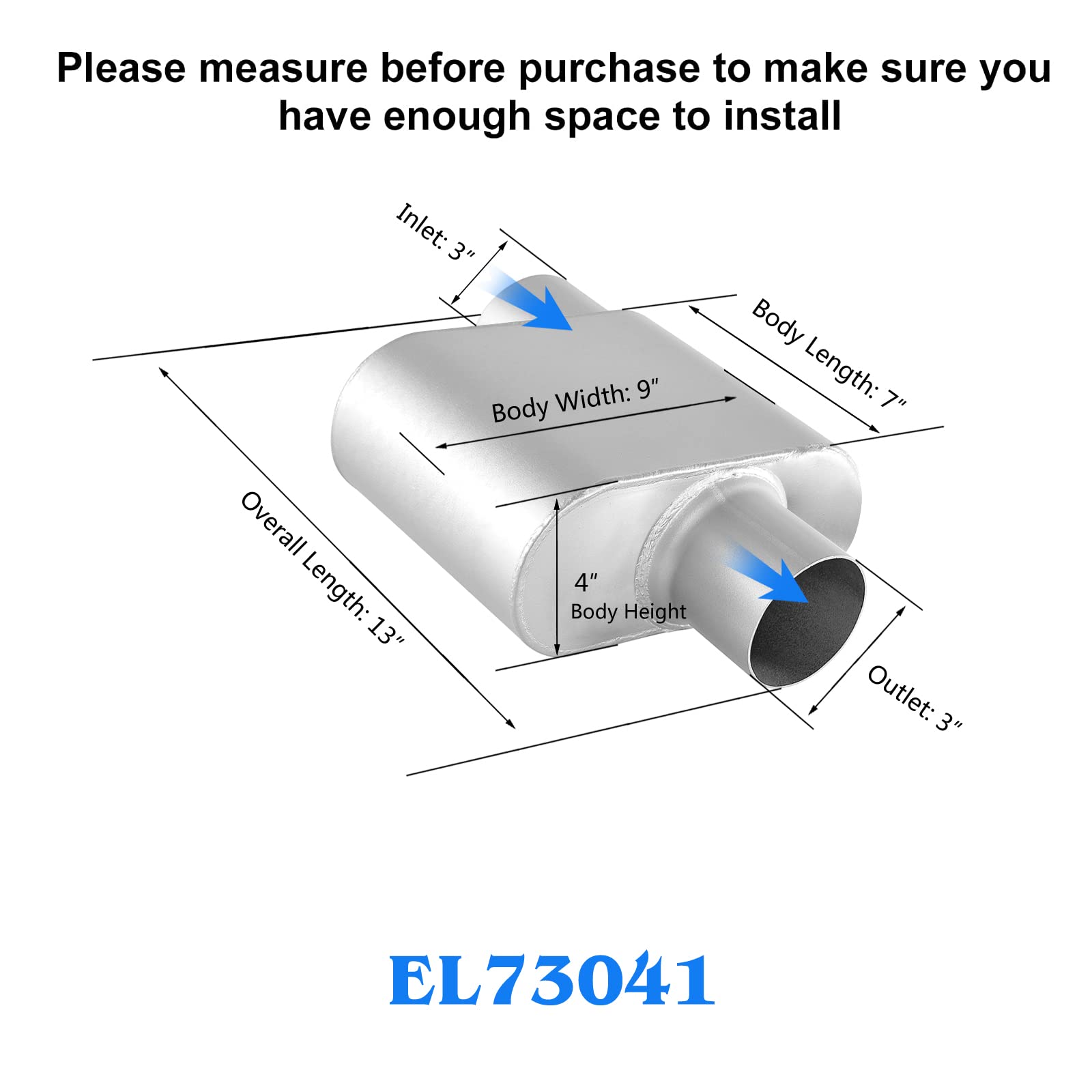 Universal Exhaust Muffler With Aggressive Sound, Anti-Corrosive Muffler, Chamber Performance Mufflers For Cars, Trucks(3'' Offse