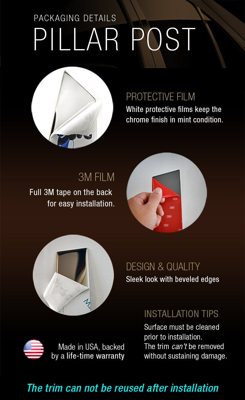 Made In Usa! Compatible With 2002-2006 Cadillac Escalade 4Pc Stainless Steel Chrome Pillar Post Trim