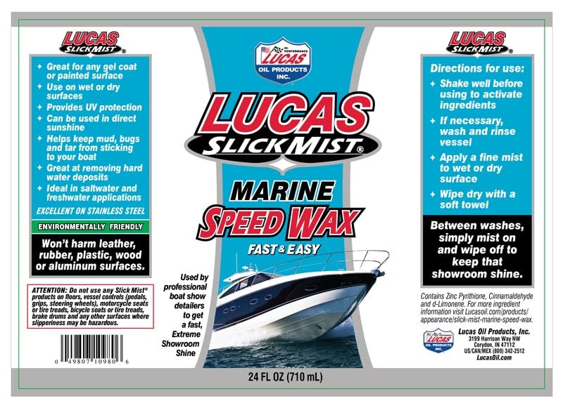 Lucas Oil 10980 Slick Mist Marine Speed Wax - 24 Ounce (Pack Of 12)