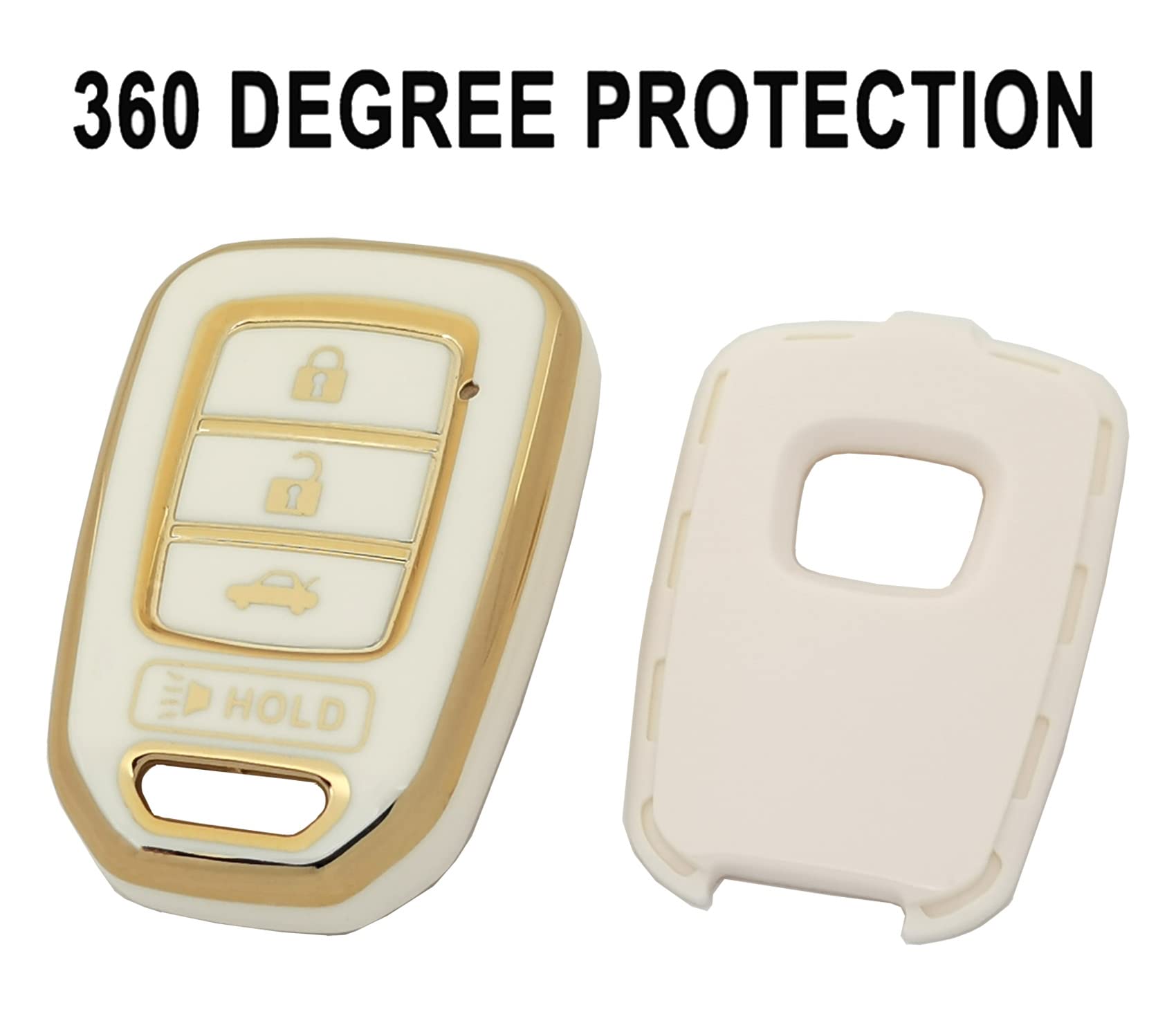 Key Fob Cover Case Fit For Honda Accord Civic Cr-V Hr-V Remote Holder Skin Protector Keyless Entry Sleeve Accessories (White)