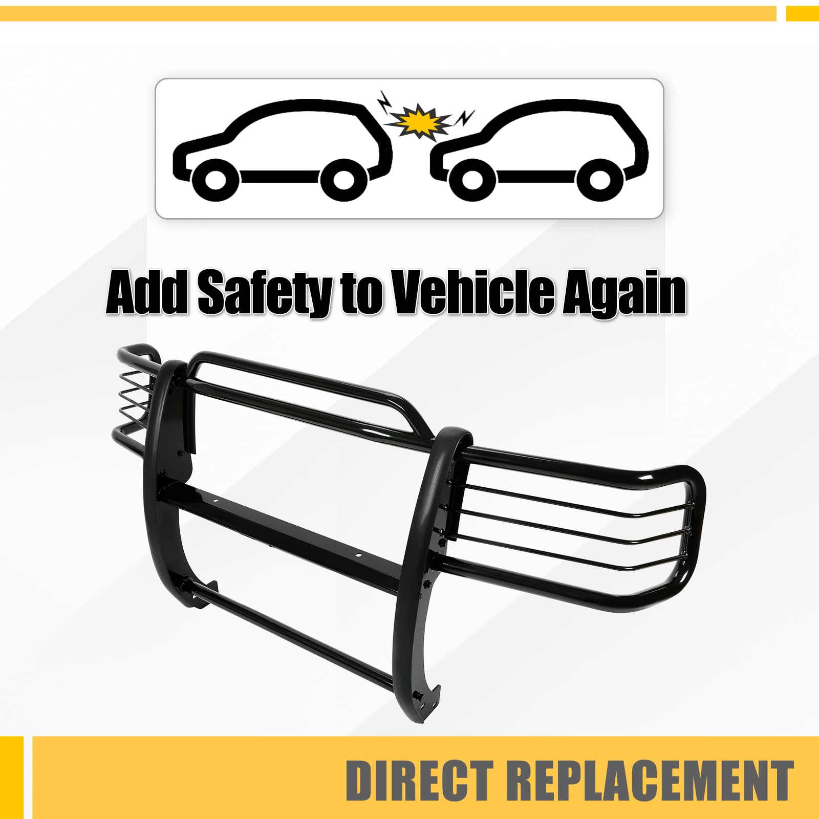 KUAFU Brush Guard Compatible with 2001-2012 Ford Ranger Mazda B-Series Pickup With Skid Plate Bull Bar Front Bumper Grill Grille