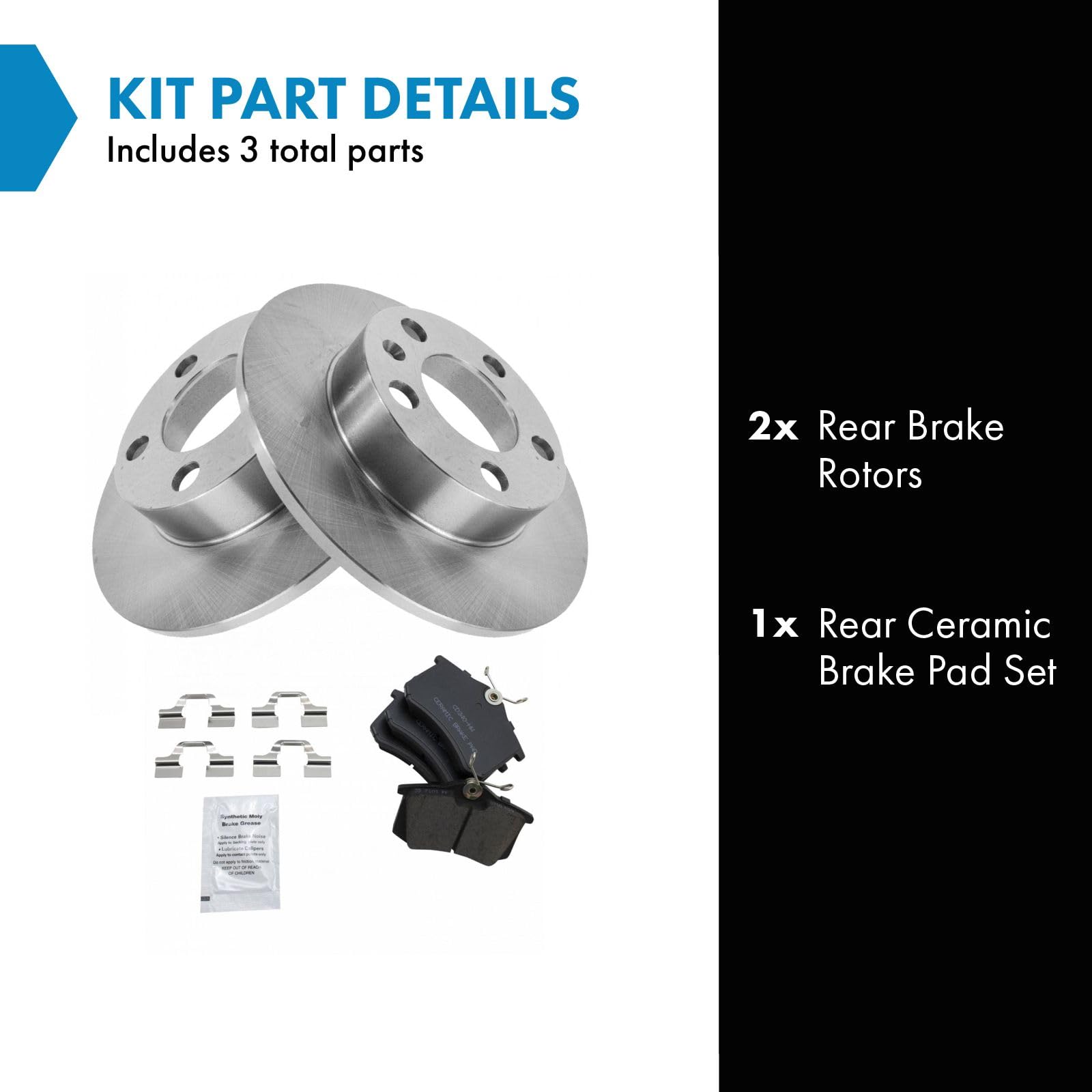 Trq Rear Posi Ceramic Brake Pad & Rotor Kit For Audi Vw Beetle Jetta Golf