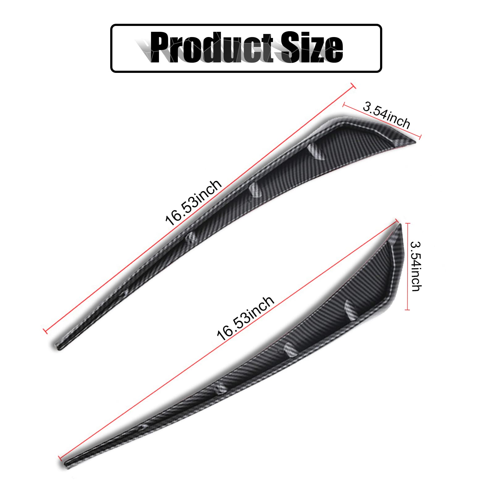 Miytsya 2 Pcs Car Fender Side Vents, Abs Carbon Fiber Spoiler, Fender Decorative Stickers, Air Flow Intake Hole Grille Auto Exte