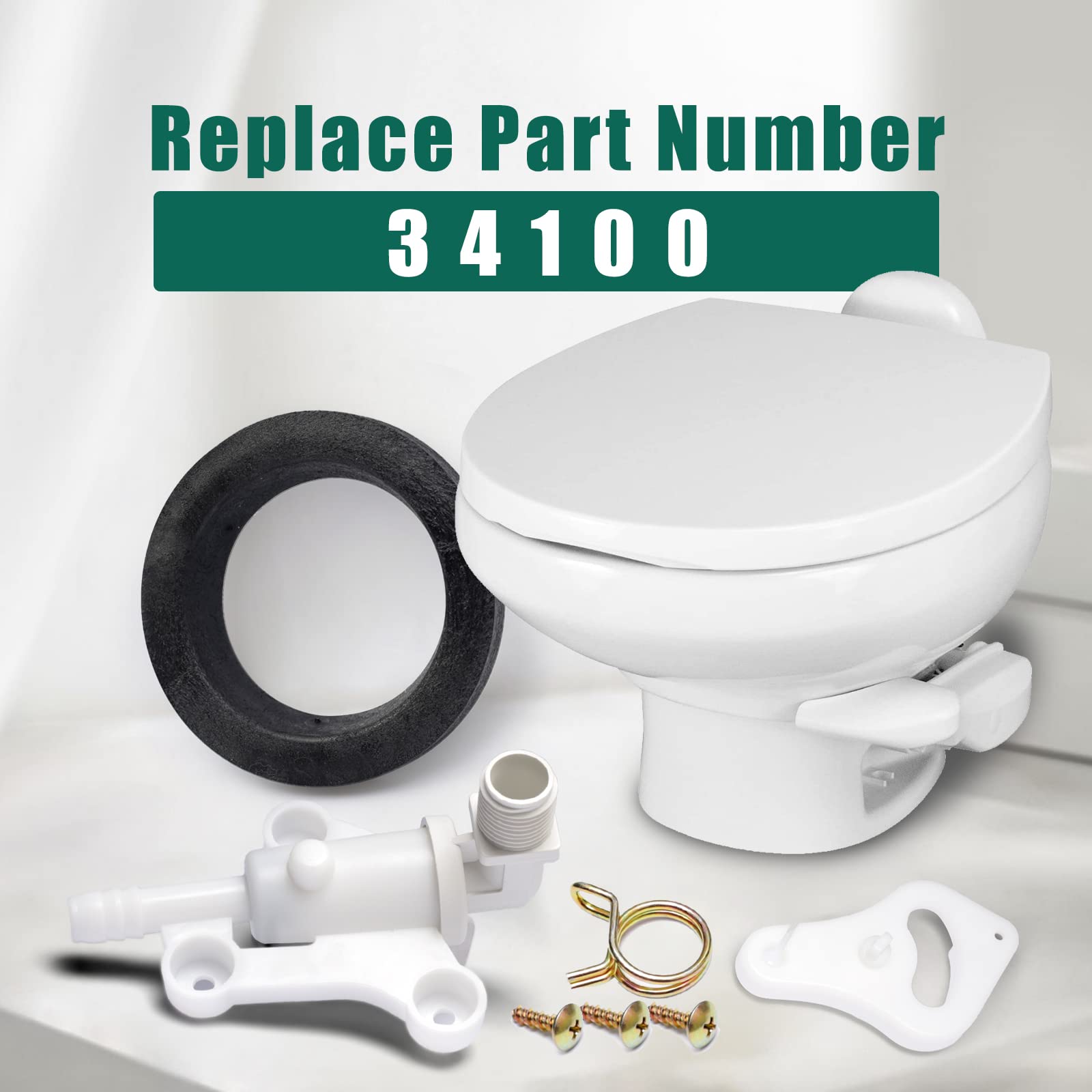 34100 Toilet Water Assembly Valve Kit Compatible with Thetford Aqua-Magic RV Camper Toilets Style Lite and Style Plus Parts