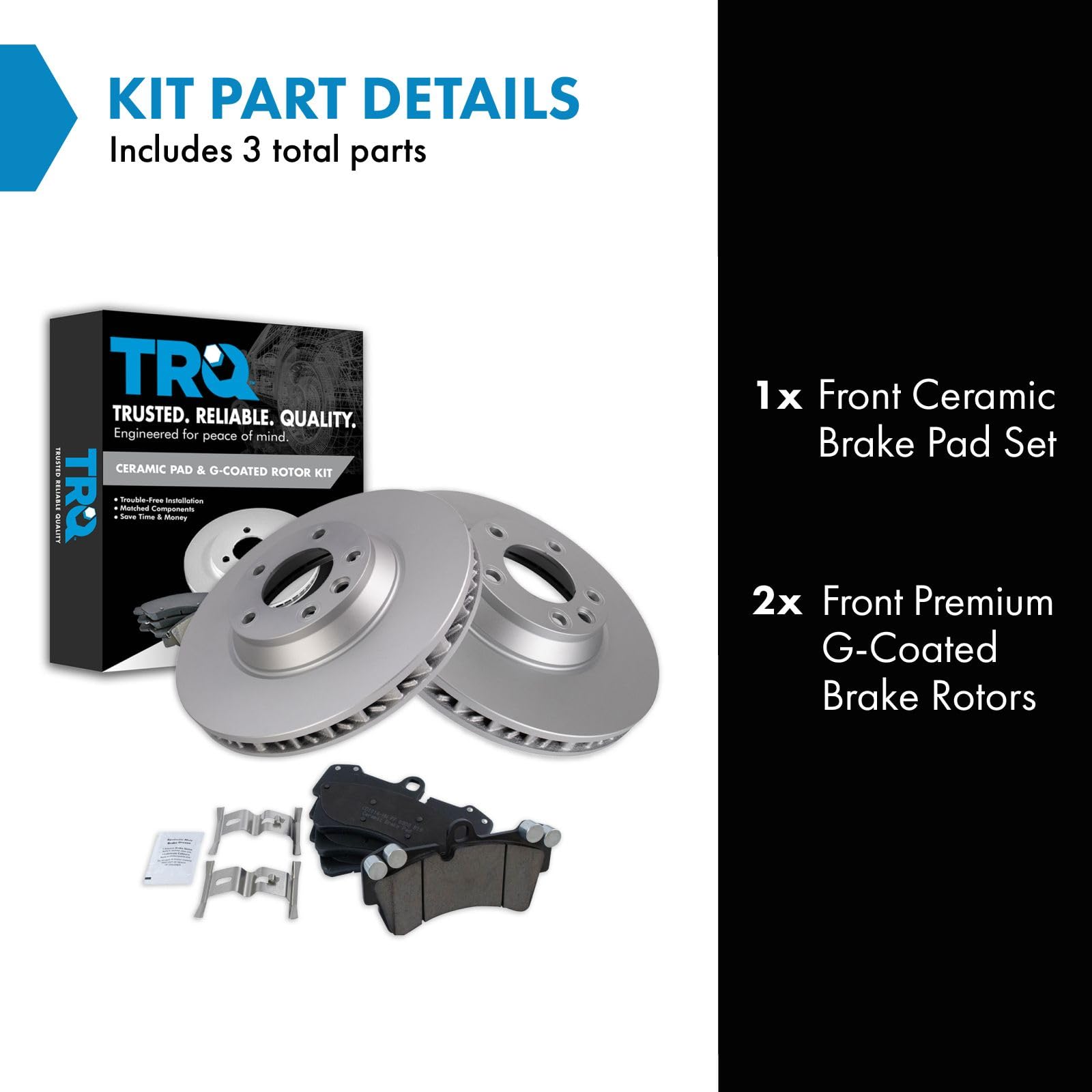 Trq Front Brake Pad & Rotor Kit Brake Pads Brake Rotor Ceramic Premium G-Coated Compatible With 2007-2015 Audi Q7 2003-2010 Pors