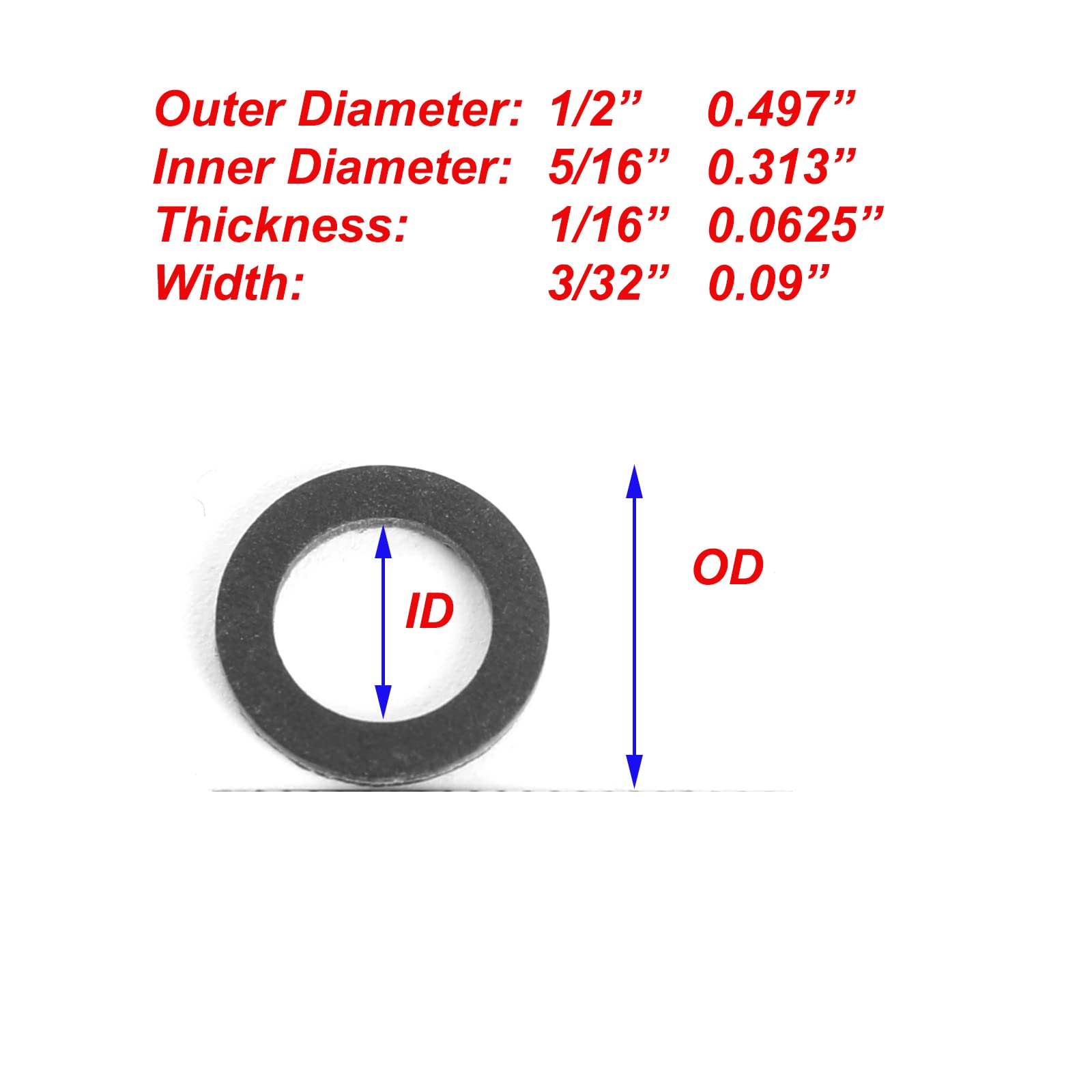 Tongass (20-Pack, Black) Exact Replacement For Yamaha 90430-08020-00 & 90430-08003-00 - Lower Gear Case Oil Drain Gaskets - Japanese Hard Fiberboard Gaskets - Fits For Yamaha 4-Stroke Outboard Motors
