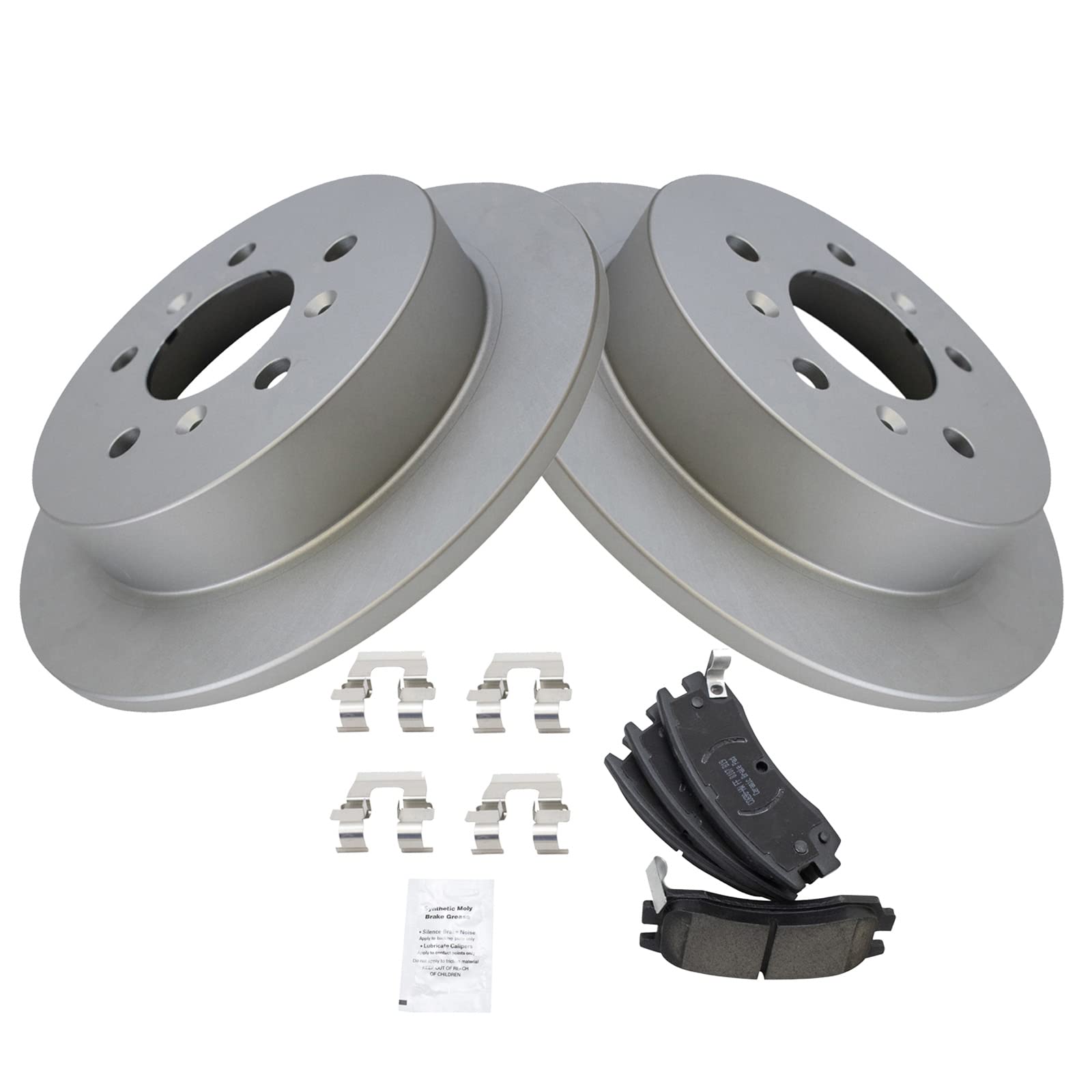 Trq Rear Brake Pad & Rotor Kit Brake Pads Brake Rotor Ceramic Premium G-Coated Compatible With 2009 Buick Lacrosse 2006-2010 Che