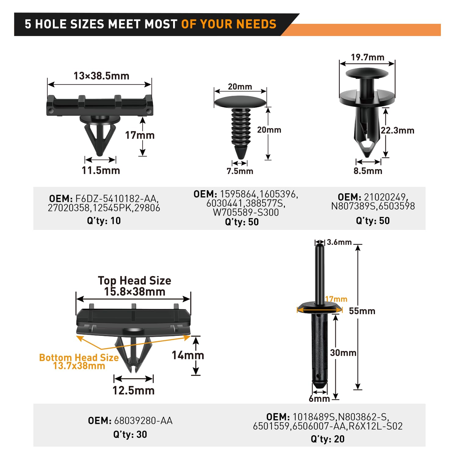 Gooacc 161Pcs Fender Flare Clips With Fastener Remover Blind Rivet Rocker Auto Body Bumper Shield Retainer Clip Assortment Compa