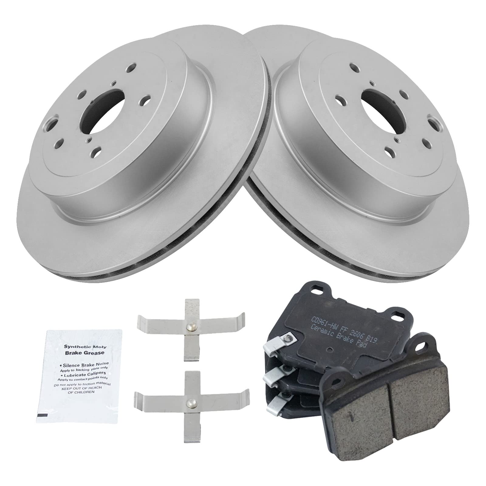 Trq Rear Brake Pad & Rotor Kit Brake Pads Brake Rotor Ceramic Premium G-Coated Compatible With 2008-2014 Subaru Impreza 2015-201