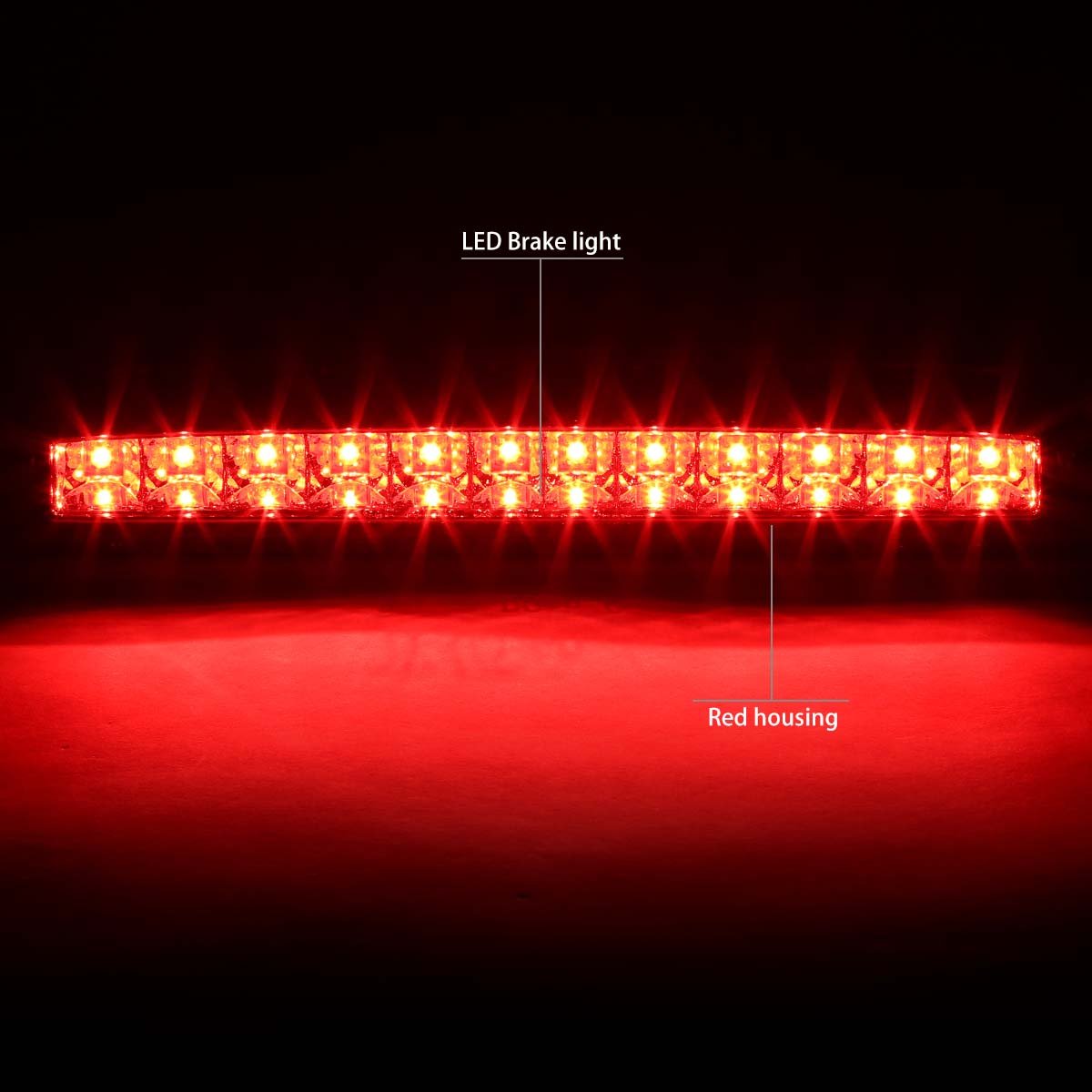Dna Motoring 3Bl-Fran93-Led-Rd Red Lens Led High Mount 3Rd Third Brake Light [Compatible With 93-11 Ranger / 99-16 F250-F550 Sd / 01-05 Explorer Sport Trac / 94-10 B2300-4000]