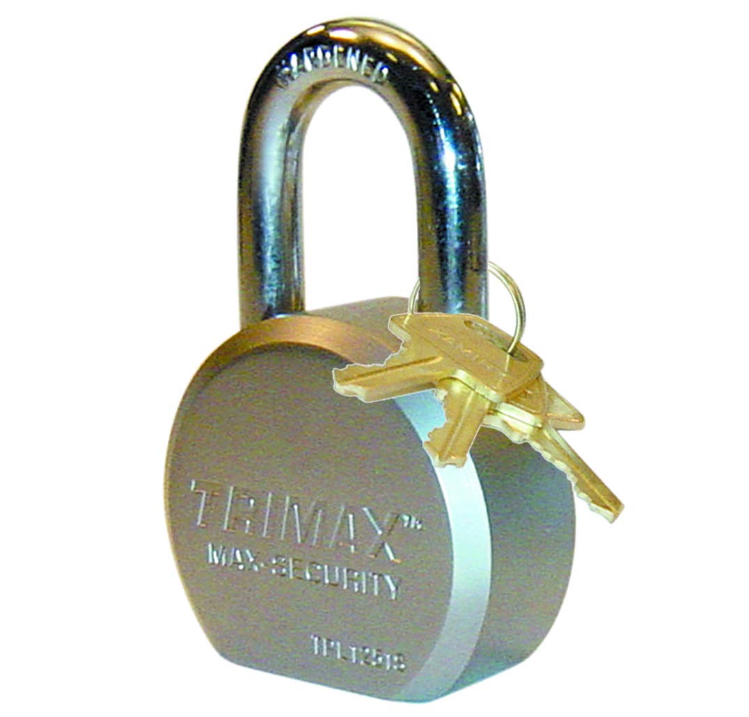 Trimax TPL1251S Hardened 64mm Solid Steel Padlock 1.25 x 11mm Dia. Shackle - Rekeyable,Chrome