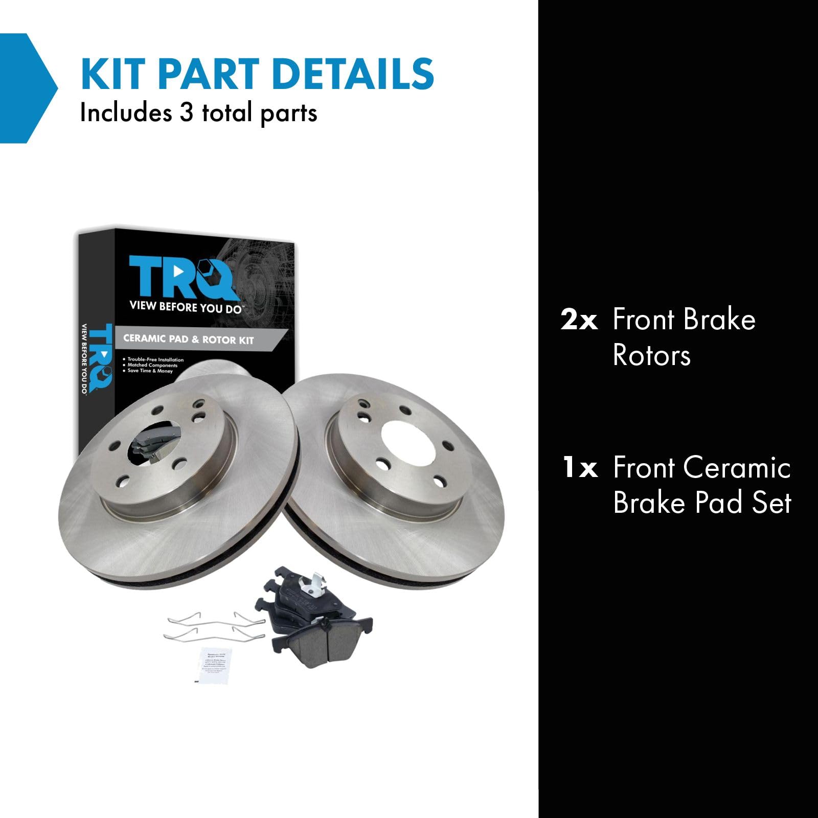 Trq Front Brake Pad & Rotor Kit Brake Pads Brake Rotor Ceramic Compatible With 2003-2005 Mercedes-Benz E320 2006-2009 E350