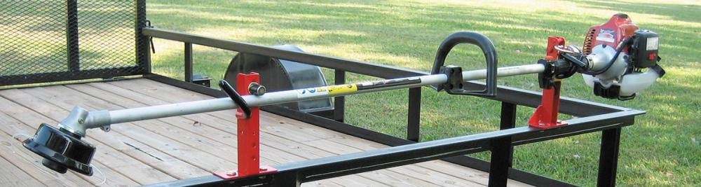 Jungle Jims Patented Single Trimmer Rack for Open Trailers, ATVs & UTVs - Lockable, Adjustable, Heavy-Duty Steel Organizer - Fi