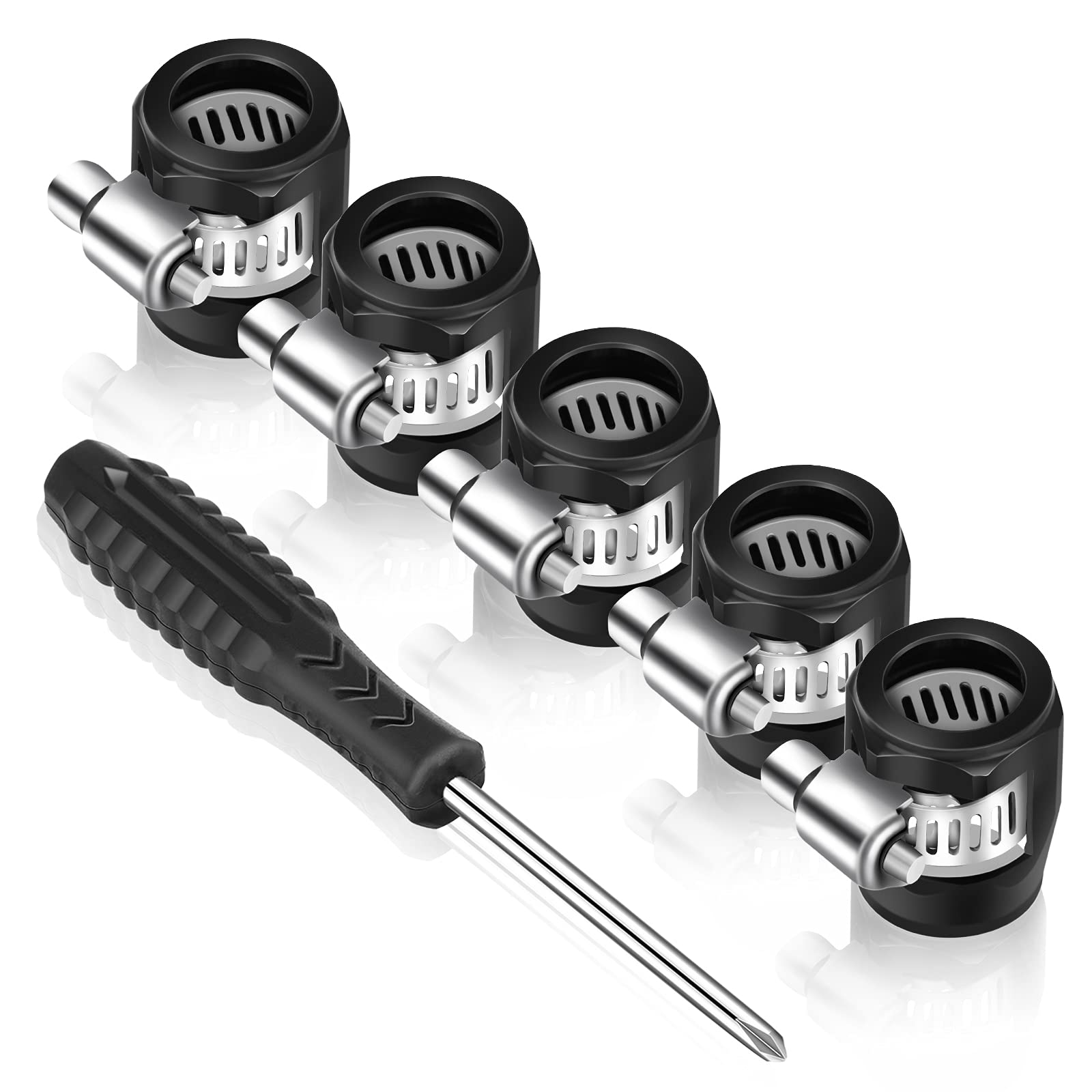 Thinkday Flexible Rubber Hose Pipe Clamps 6An Finisher Clamp With Screwdriver Black Pipe Finisher Clamps Hose Clamp Connectors F