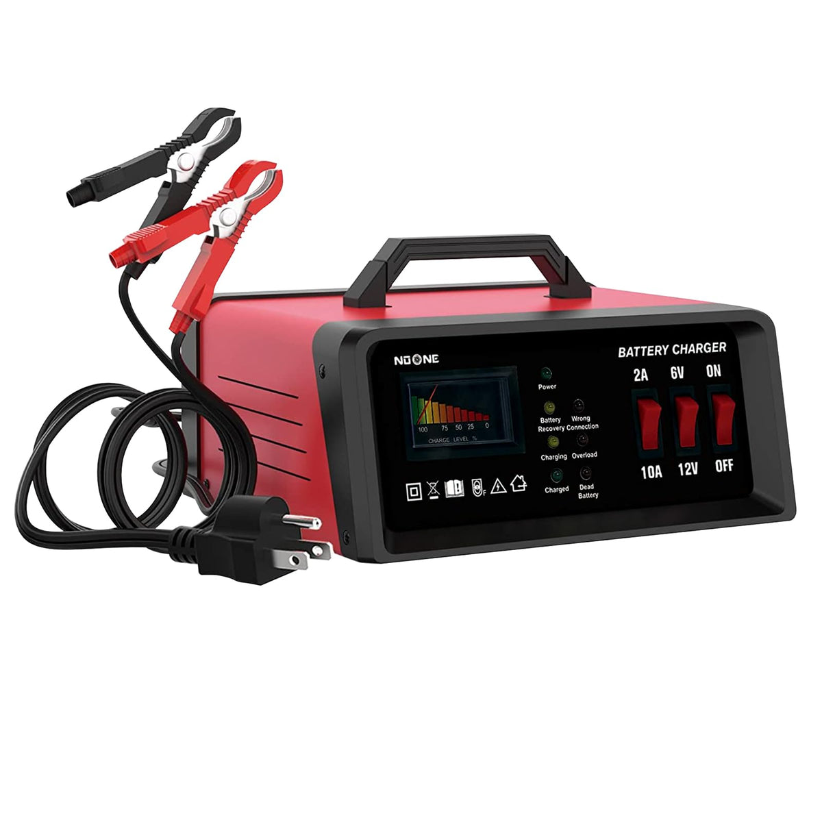 Noone 2A/10A Car Battery Charger, 6V/12V Battery Charger Automotive, Motorcycle Trickle Charger, Desulfator Float Charger And For Agm, Efb, Std,Lead Acid Batteries