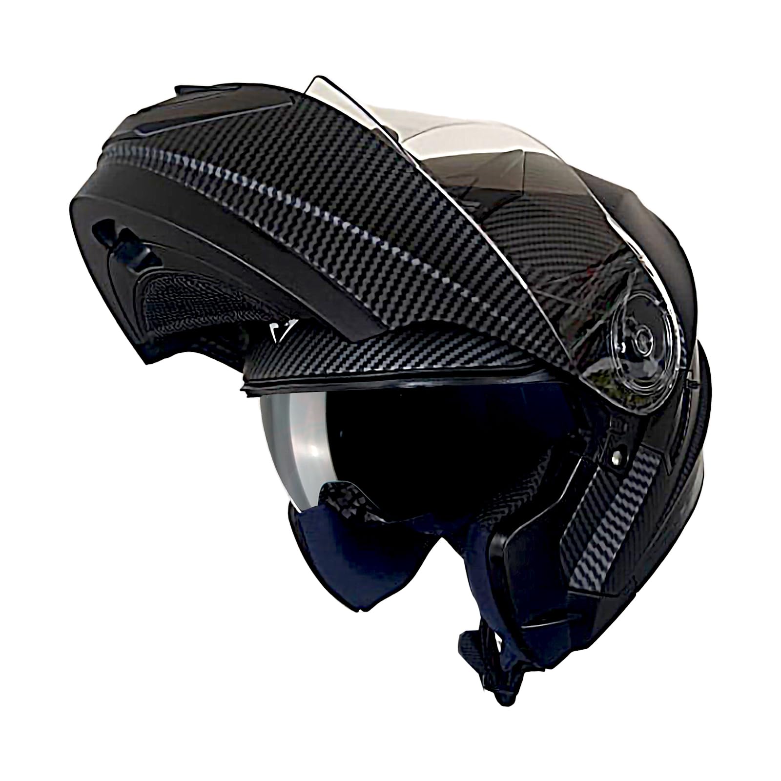1Storm New Motorcycle Bike Modular Full Face Helmet Dual Visor Sun Shield With Rechargable Led Tail Light: Modular901 Matt Carbo
