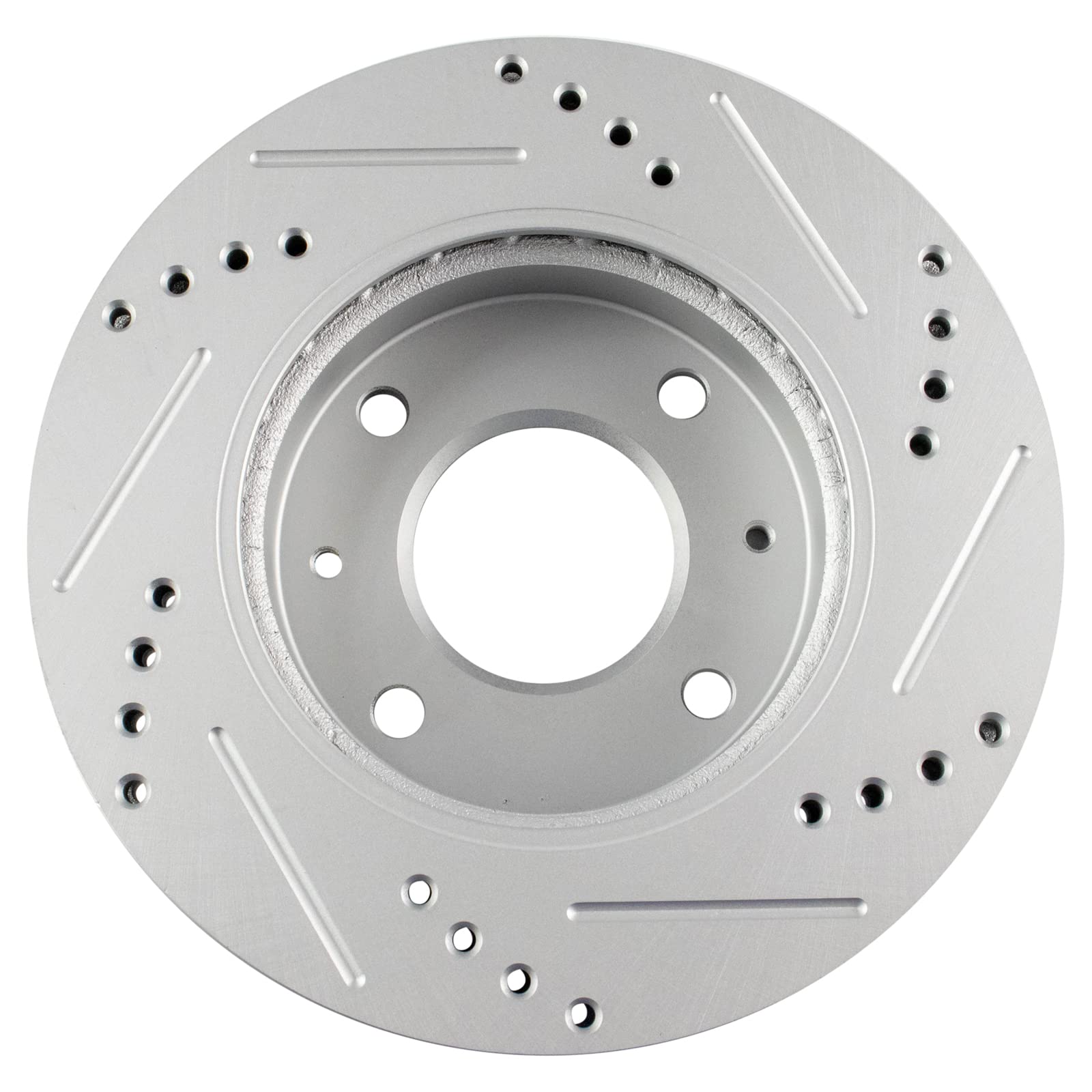 Trq Performance Brake Rotor Drilled Slotted Front Coated Pair Compatible With Hyundai