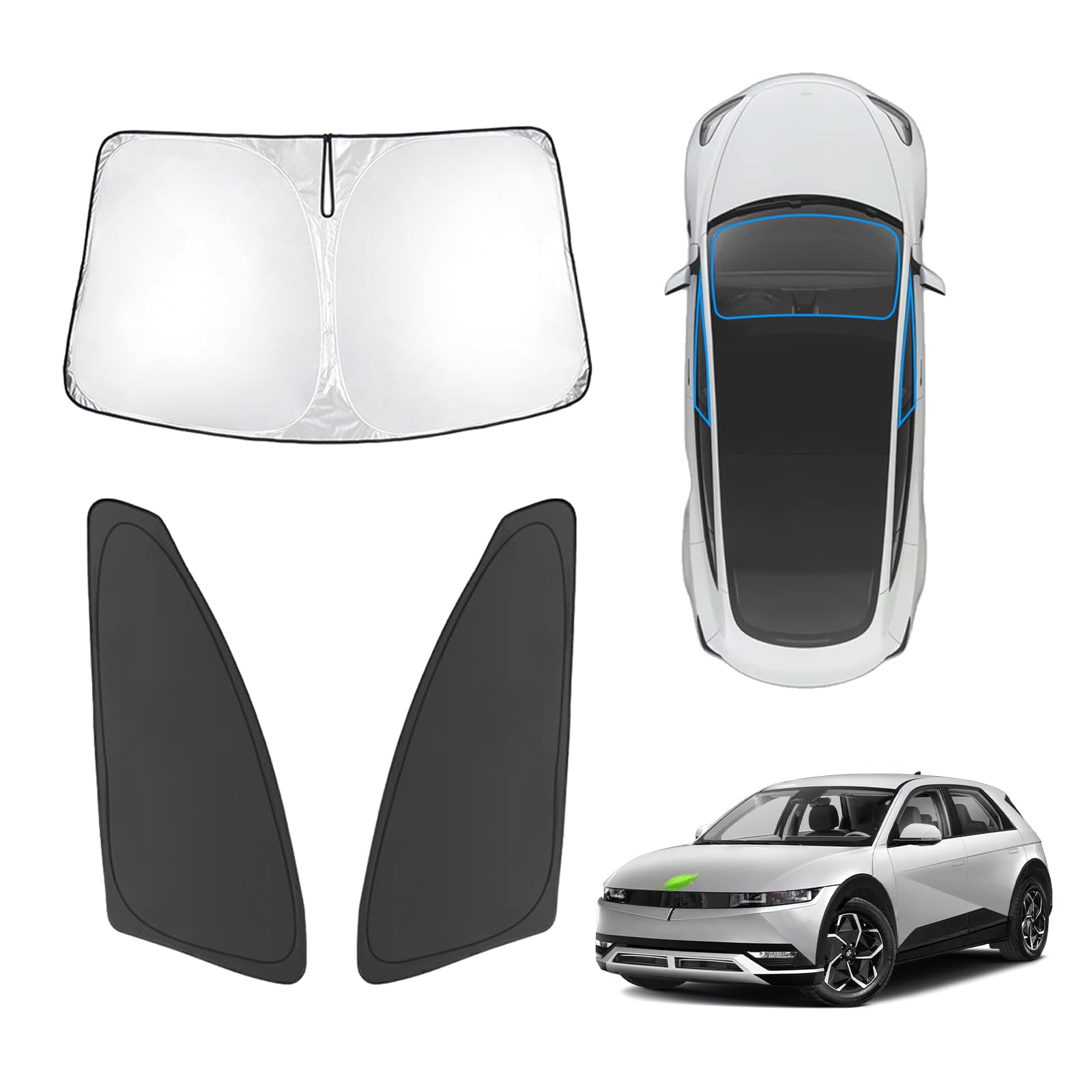 Karltys 3Pcs Windshield Sun Shade For Hyundai Ioniq 5 2022-2025, Thickened Reflective Front And Side Window Sunshade For Ioniq 5